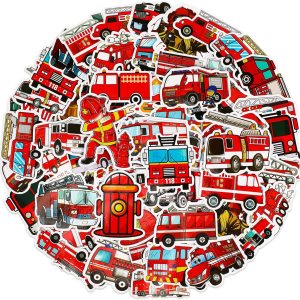 Glenmal 100 calcomanías de camión de bomberos para niños, calcomanías de bomberos, lindos camiones de bomberos, regalos de fiesta de cumpleaños, Glenmal 100 calcomanías de camión de bomberos para niños, calcomanías de bomberos, lindos camiones de bomberos, regalos de fiesta de cumpleaños,