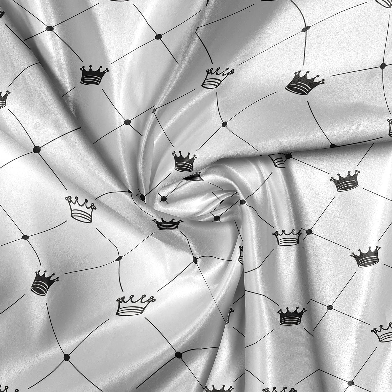 Ambesonne Abstract Fabric by The Yard, Kings Crown Classic Empire Royal on Contemporary Simplistic Display, Decorative Satin Fabric for Home