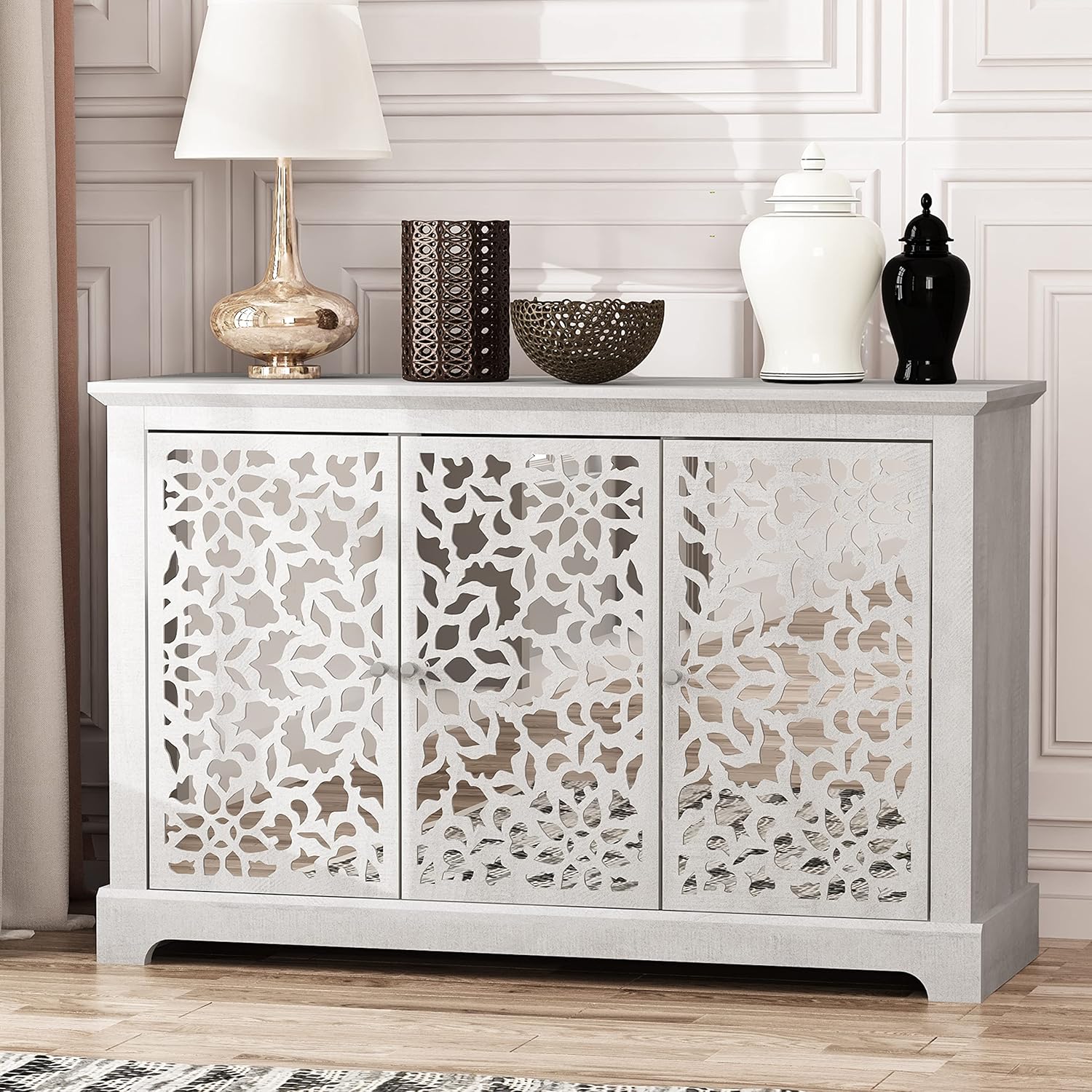 Galano Culbin Armario de almacenamiento de 3 puertas, muebles decorativos, armario para sala de estar, pasillo, cocina, aparador, mesa de buffet,