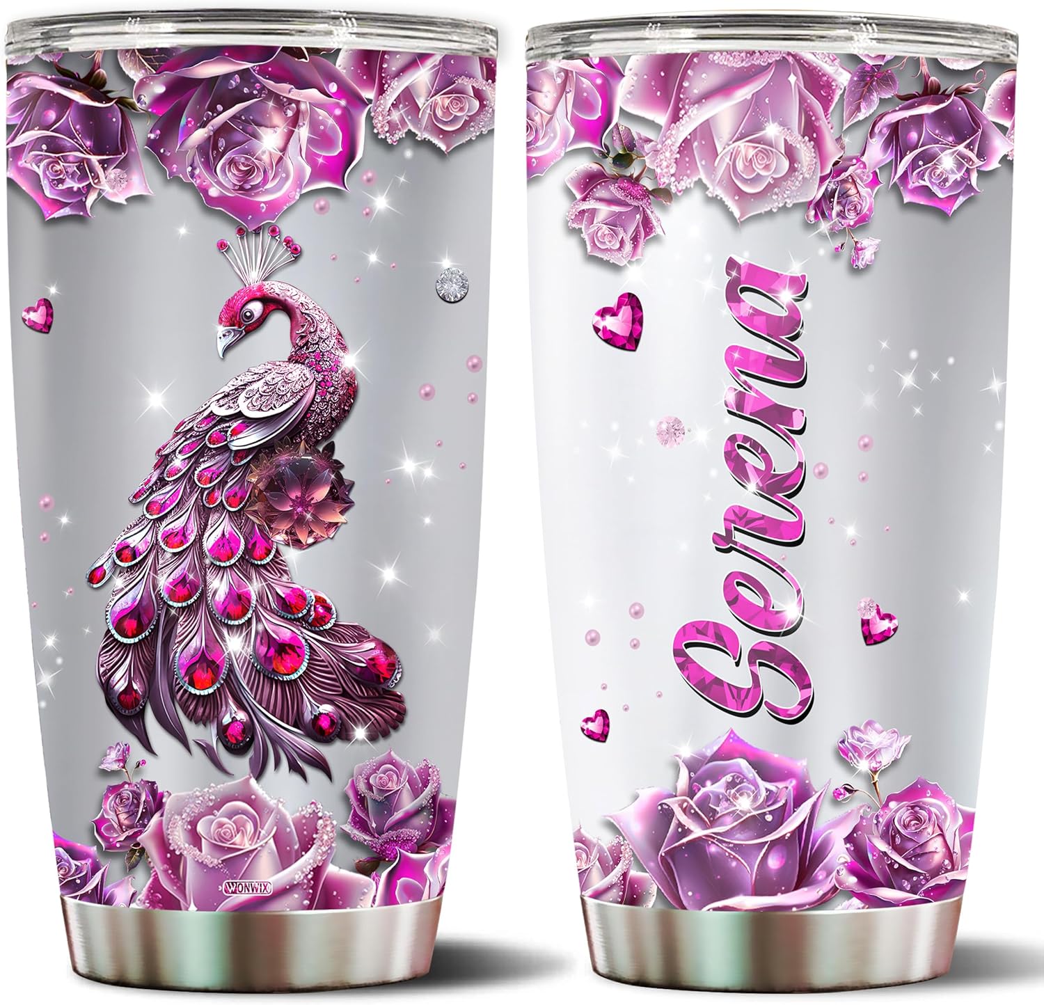 Regalos personalizados de pavo real para mujeres, taza de café aislada de acero inoxidable de 20 onzas, botella de agua, termos, regalo para esposa,