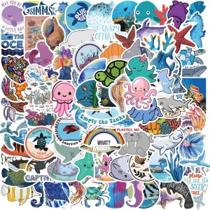 100 calcomanías de animales del océano para niños, calcomanías de vinilo para botellas de agua para laptop, equipaje, computadora, patineta, 100 calcomanías de animales del océano para niños, calcomanías de vinilo para botellas de agua para laptop, equipaje, computadora, patineta,