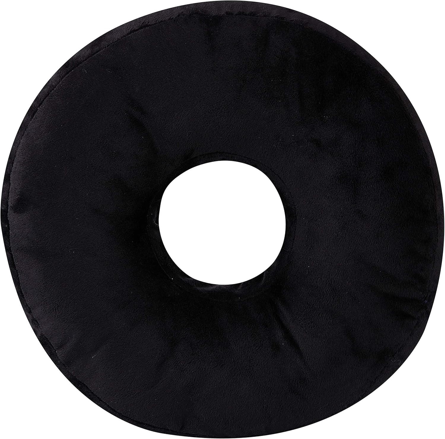 Cheer Collection Almohada redonda con forma de dona, almohada de microfelpa súper suave y cojín de asiento cómodo, 16 pulgadas, color negro