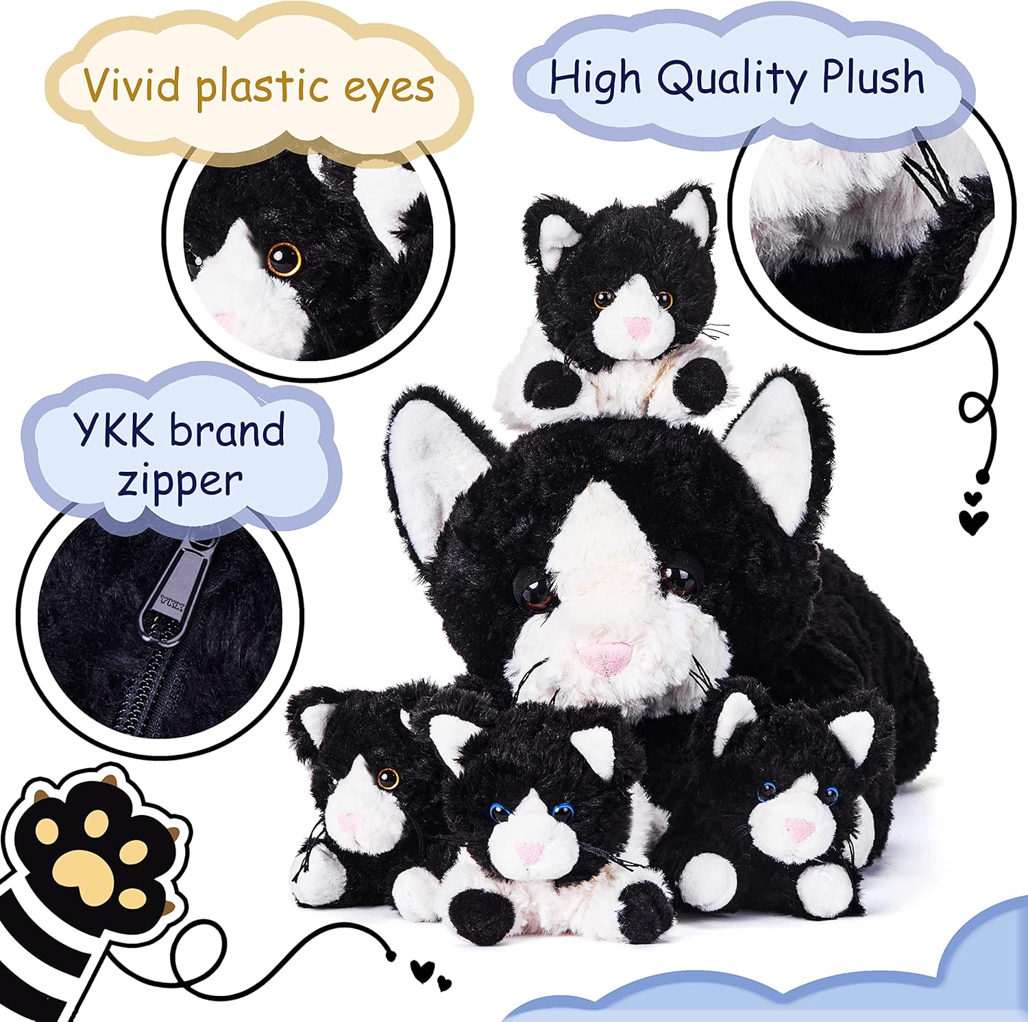 IKASA Juguete de peluche para mamá y bebé, lindo juego familiar de 16 pulgadas, suave, pequeño, esponjoso, juguete abrazable con pequeños bebés y