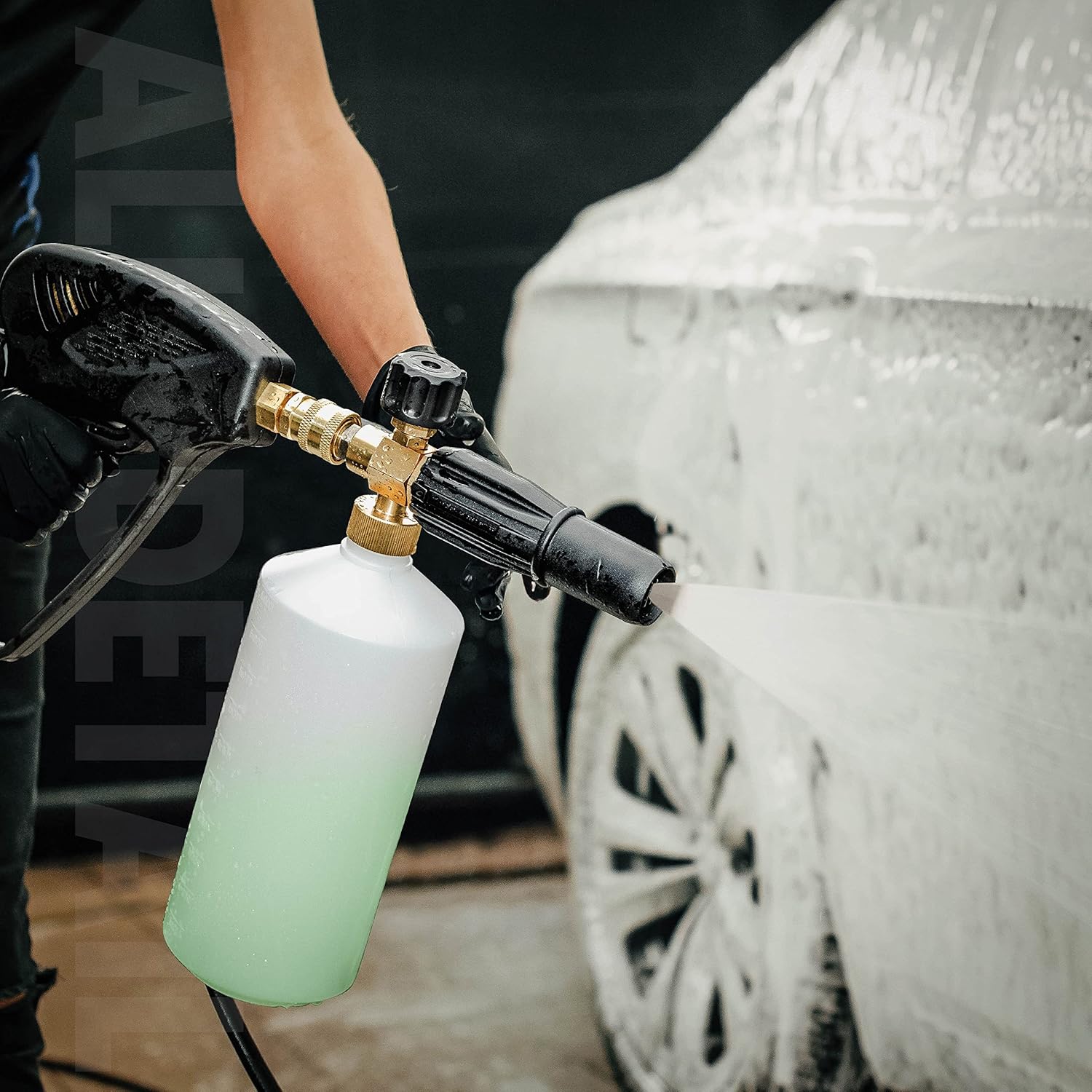 ALL4DETAIL Cañón de espuma prémium con pistola de lavado a presión de 5000 PSI, pistola de lavado eléctrico con conector rápido de 14 pulgadas, 5