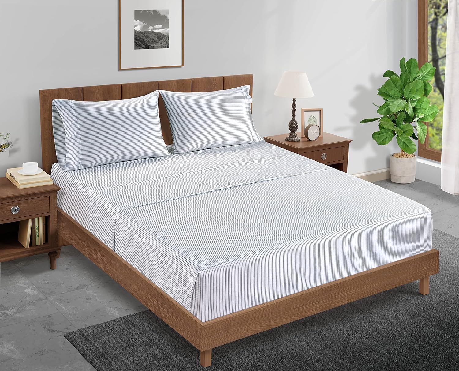 Lane Linen – Juego de 2 piezas con sábana bajera 100% algodón orgánico en tamaño individual y 1 funda de almohada, con tejido de percal de algodón