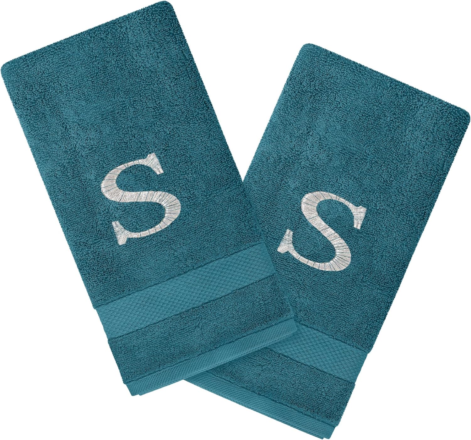 Juego de 2 toallas personalizadas con monograma, altamente absorbentes y suaves, toallas de mano de algodón turco de 16 x 27 pulgadas, toallas de