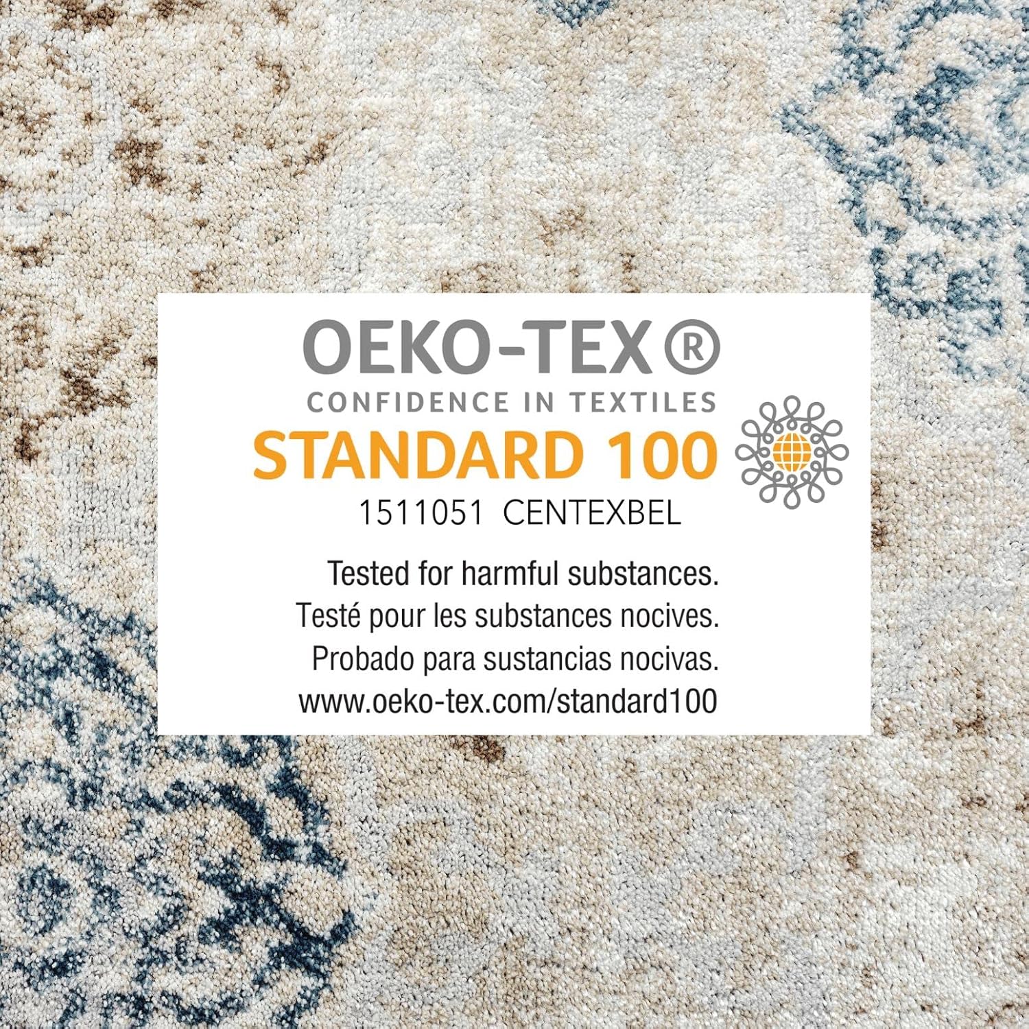 Home Dynamix – Alfombra de área transicional tipo damasco modelo Andorra estilo bohemio (color marfil y azul marino de 7pies 10pulgadas x 10pies