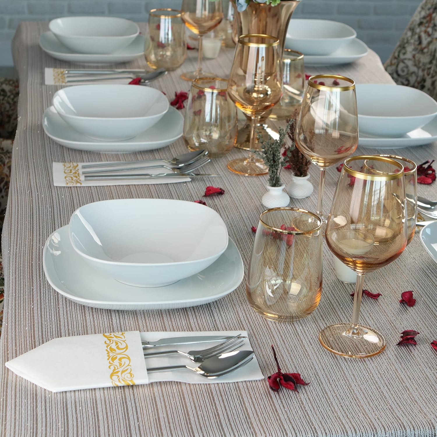 Capsella Servilletas desechables elegantes de alta calidad, suaves y absorbentes, de tacto de lino, servilletas decorativas duraderas para baño,