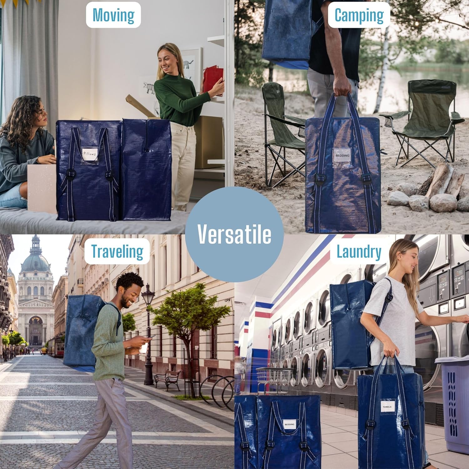 VENO Paquete de 2 bolsas de mudanza con correas ajustables para mochila, cajas de mudanza y contenedores de almacenamiento alternativos, suministros