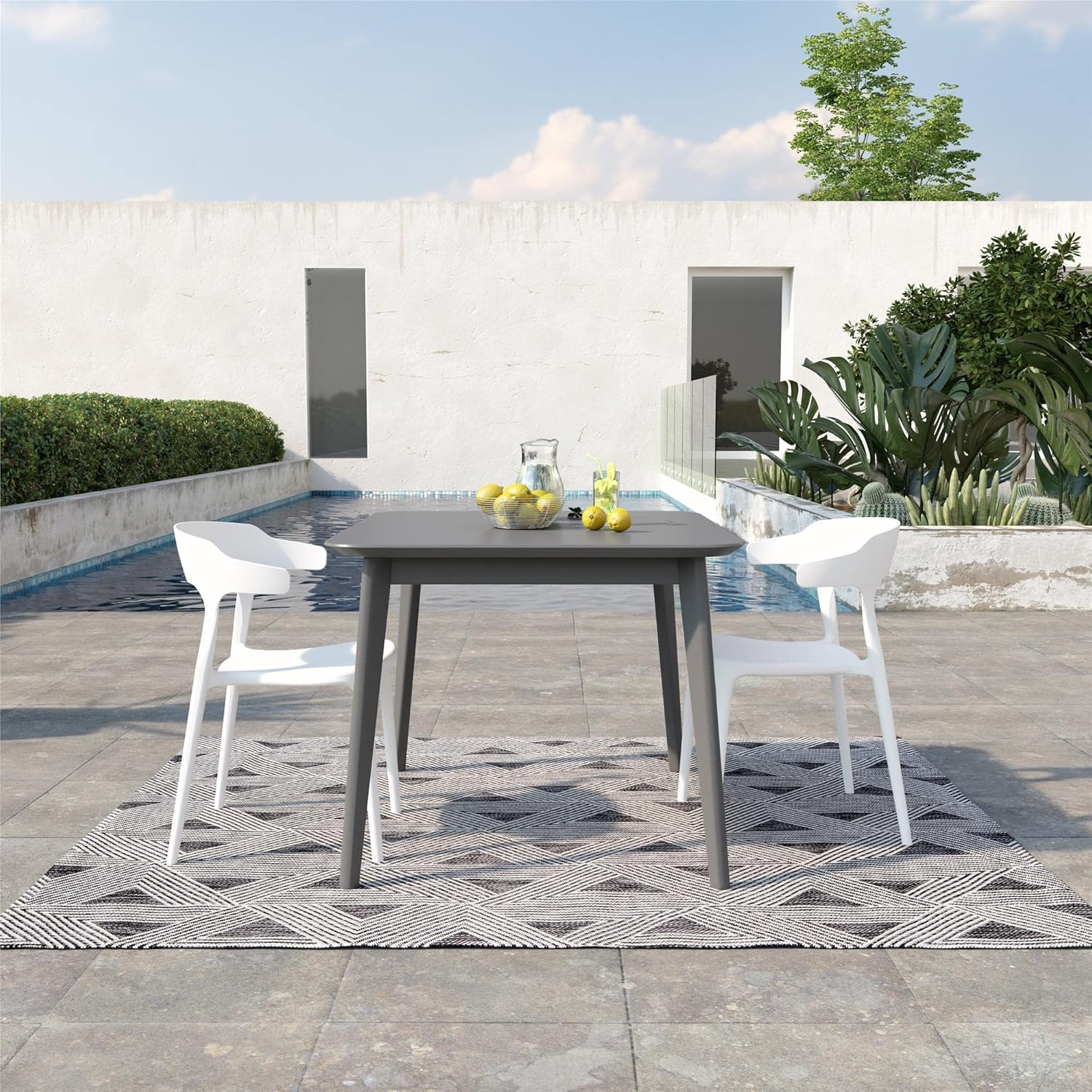Novogratz Poolside Collection, Felix – Sillas de comedor apilables para interiores y exteriores, paquete de 2, color blanco