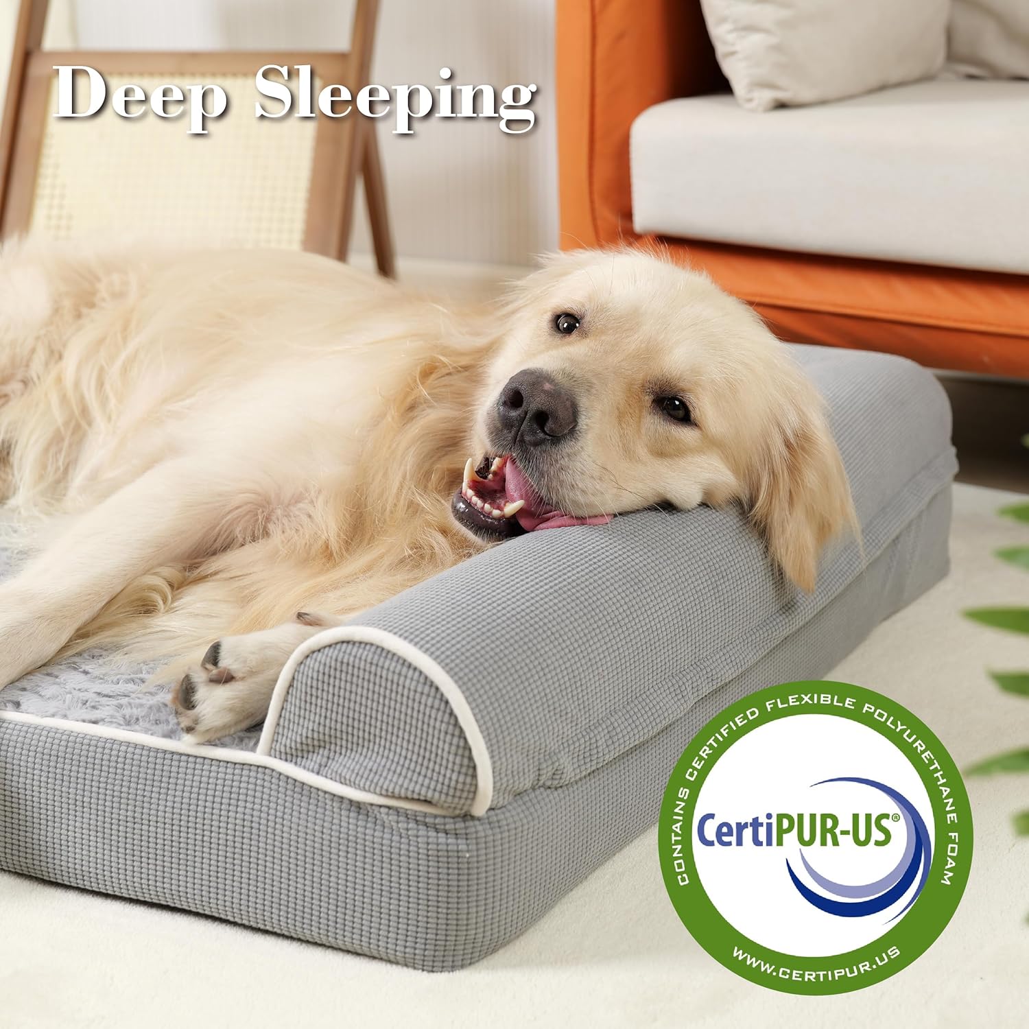 Camas ortopédicas para perros grandes, tapete de espuma para mascotas forrado impermeable con funda extraíble y lavable y parte inferior