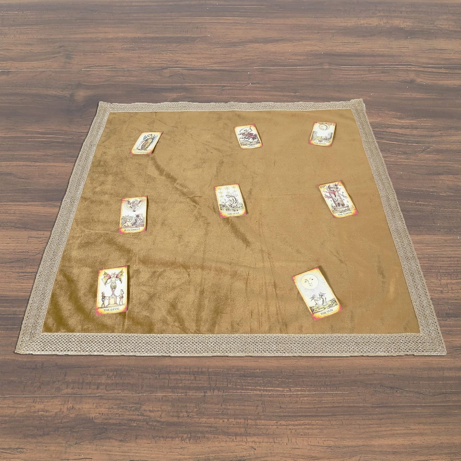 Indian Consigners Paño grande de terciopelo para uso multiusos Tarot de altar mantel (dorado)
