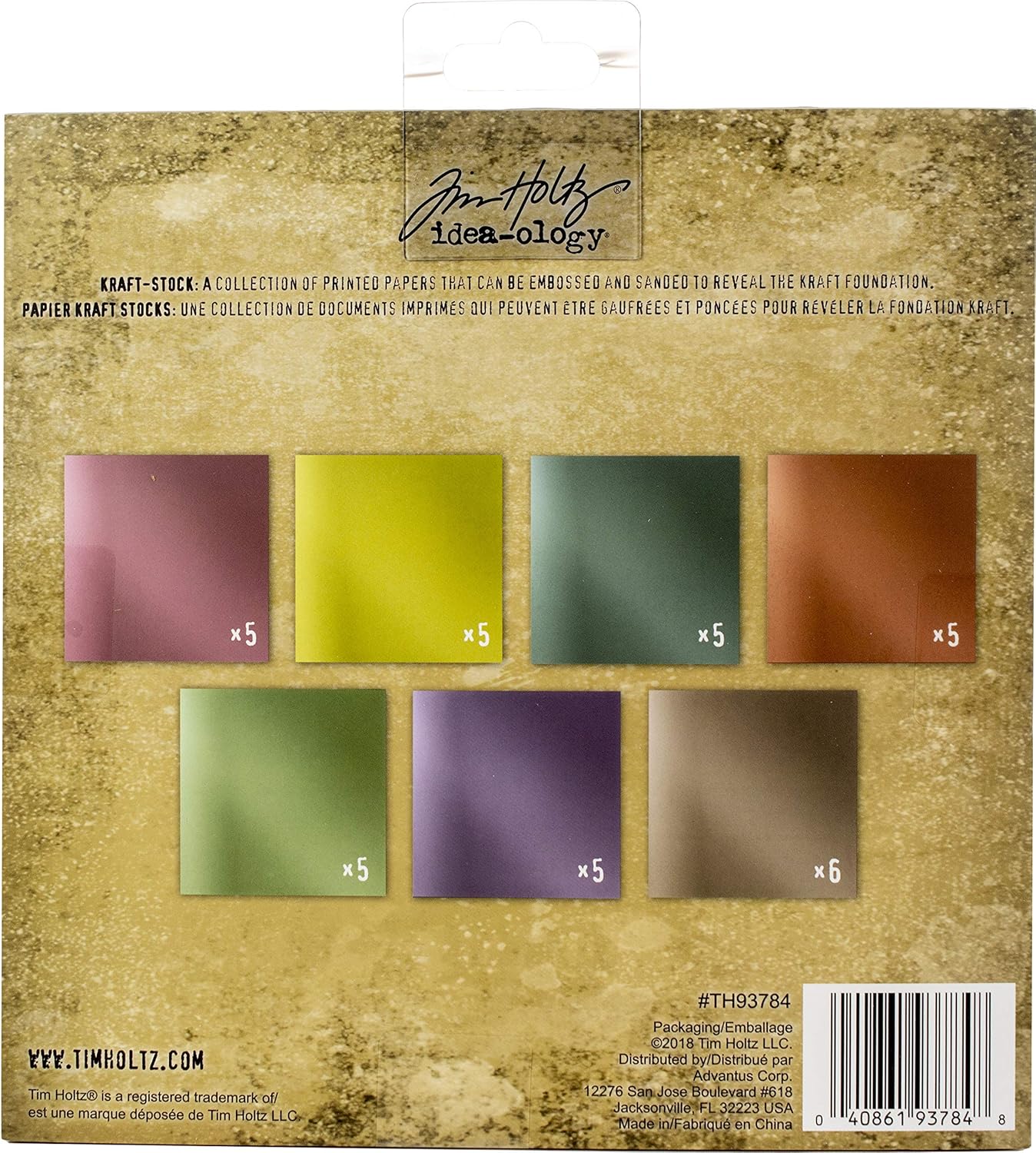 Tim Holtz, Advantus Kraft-Stock Mtllic Confections Papel impreso, metálico, 8 x 8 pulgadas