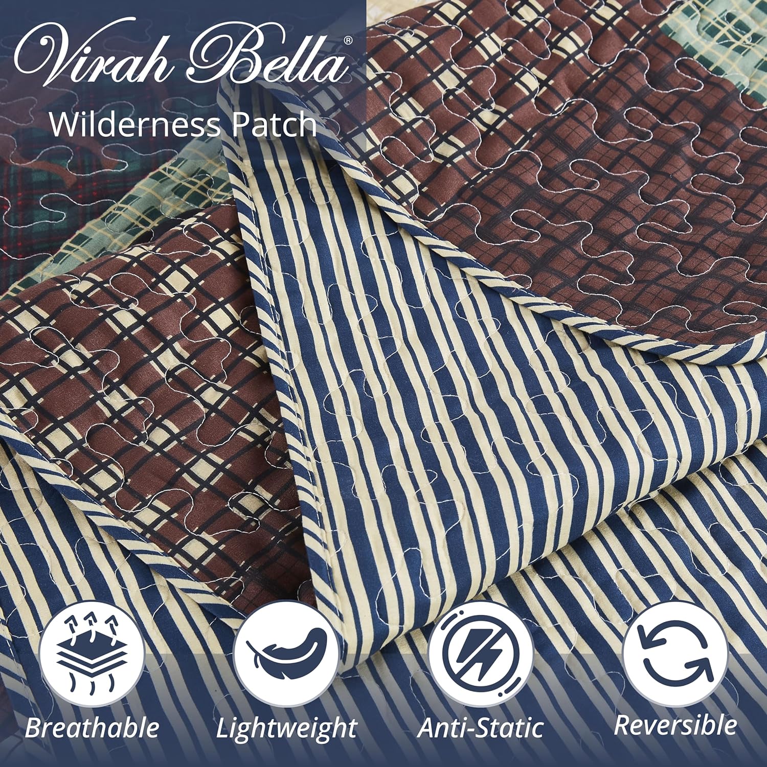 Virah Bella Juego de ropa de cama King Lodge de 3 piezas  Parche de desierto  Juego de edredón reversible de campo rústico con fundas de almohada