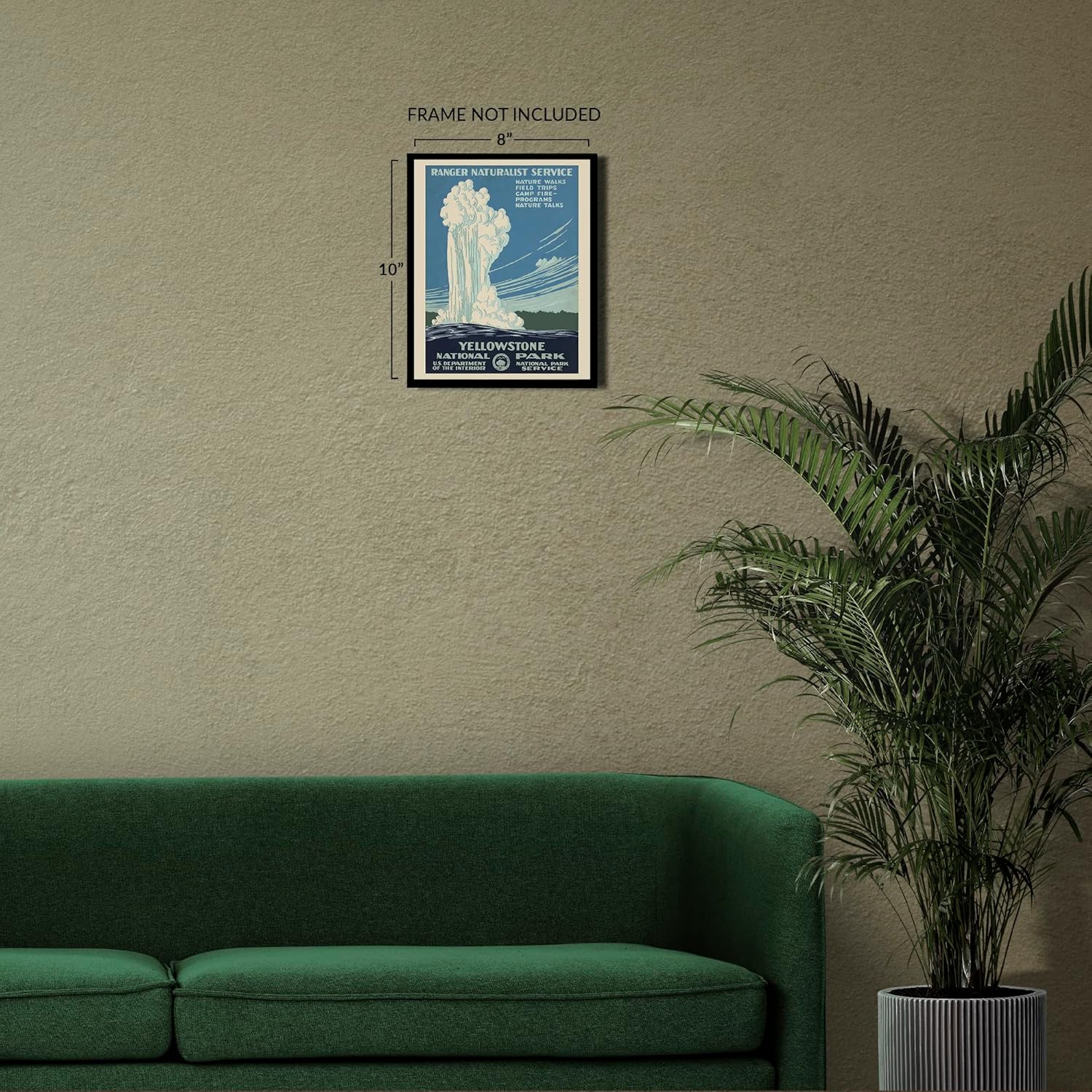 HISTORIX Póster vintage de viaje del Parque Nacional Yellowstone de 1938, 8 x 10 pulgadas, arte de pared que muestra el viejo géiser fiel