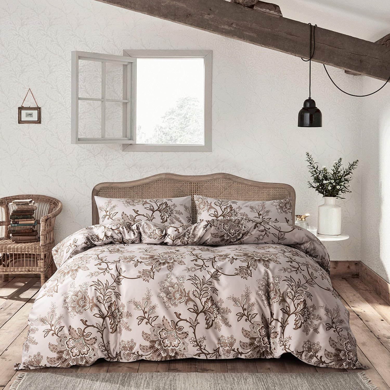 HSKIKWN Juego de funda de edredón floral de microfibra ligera de 68 x 90 pulgadas, suave, de lujo, de lujo, juego de ropa de cama de 2 piezas