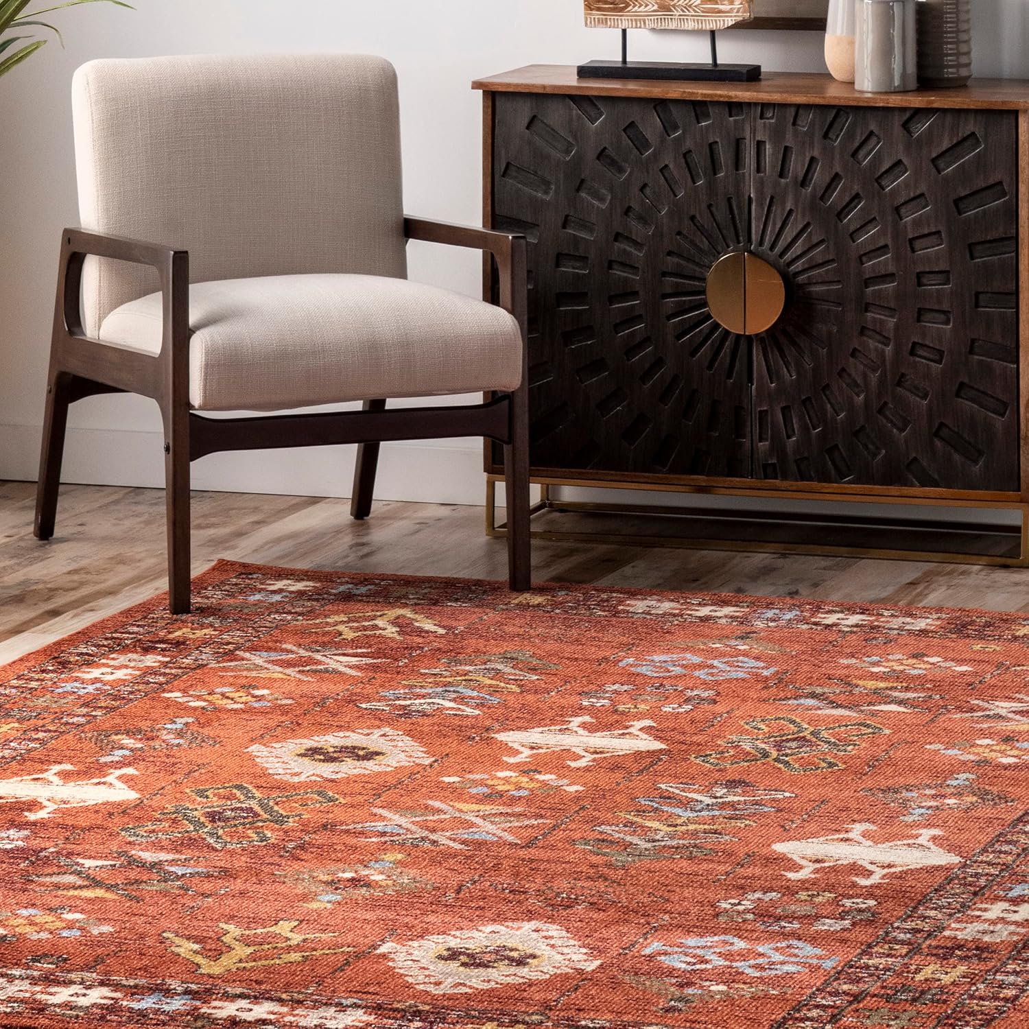 nuLOOM Alfombra tribal de transición Wilma, 5×8, naranja