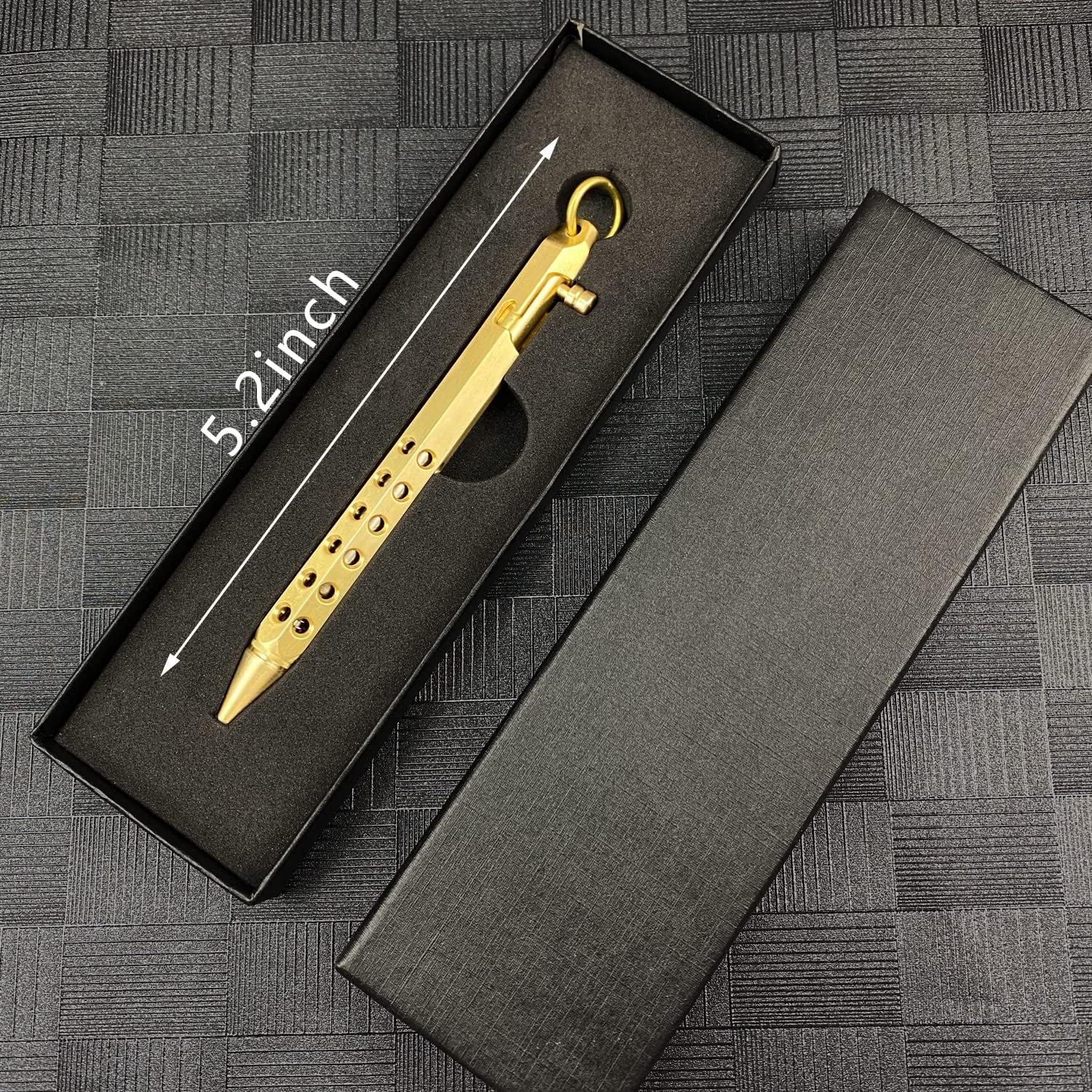 YUEZUDPO Bolt Action – Bolígrafo de latón macizo, bolígrafo de bolsillo de seis bordes, bolígrafo táctico de metal con recambios y clip, bolígrafo