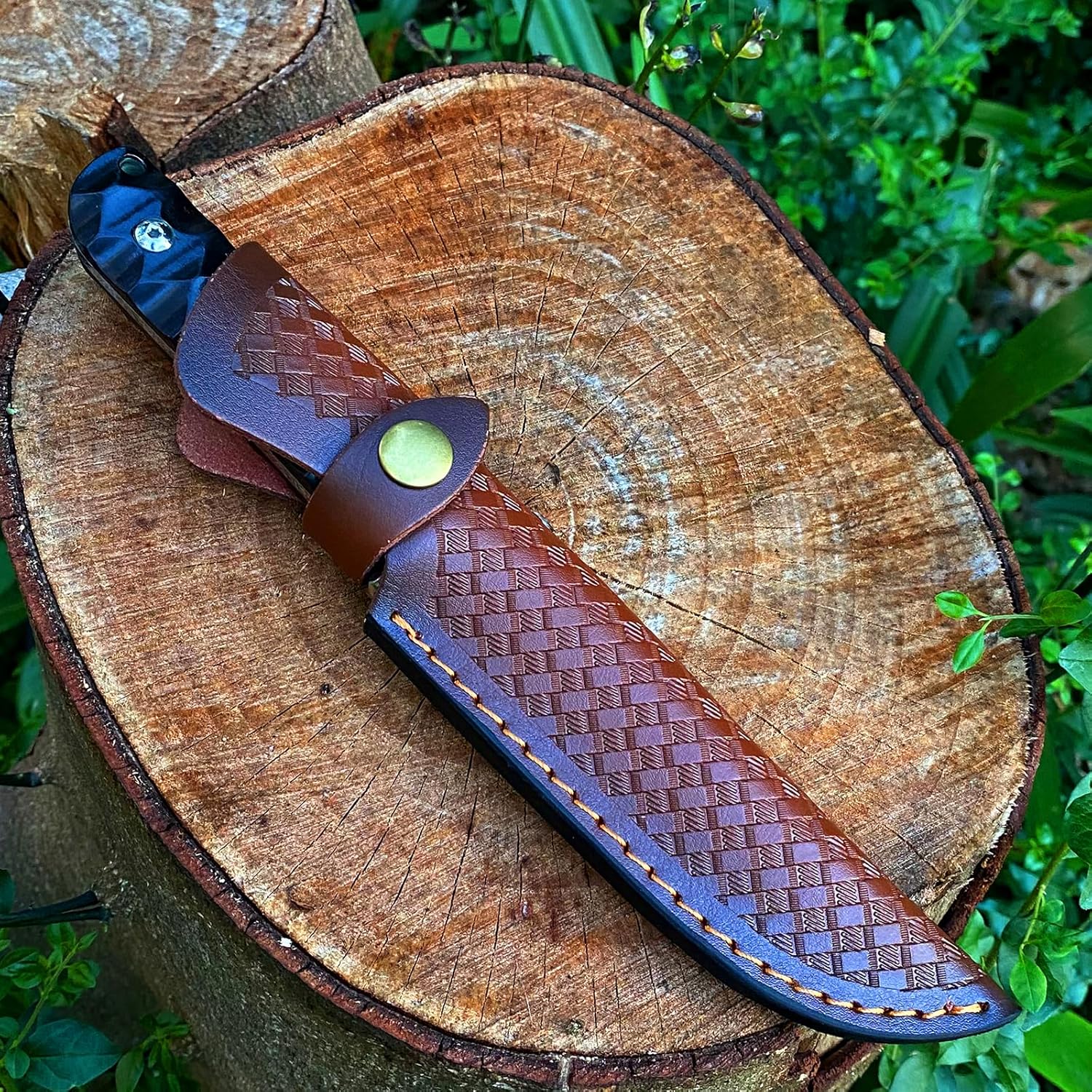 MADSABRE Cuchillo de supervivencia de Damasco de hoja fija de 9.4 pulgadas, cuchillo de supervivencia de Damasco VG10 Core Damasco japonés con funda