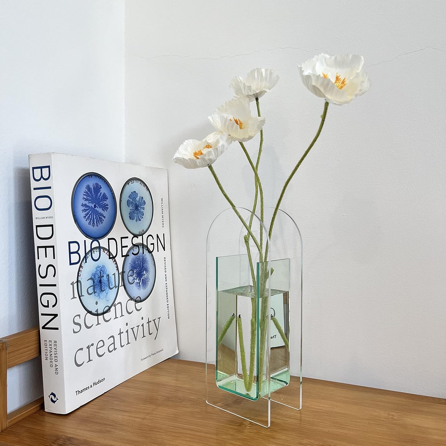 Florero de acrílico, soporte para brochas de maquillaje, elegante y moderno florero floral contemporáneo para decoración del hogar, centros de mesa,