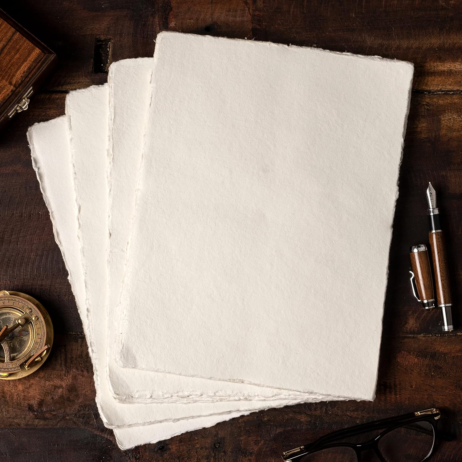 Papel de acuarela  Papel vintage de tamaño carta, 8.5 x 11 pulgadas, papel hecho a mano de 200 GSM, 50 hojas de papel de algodón reciclado, perfecto