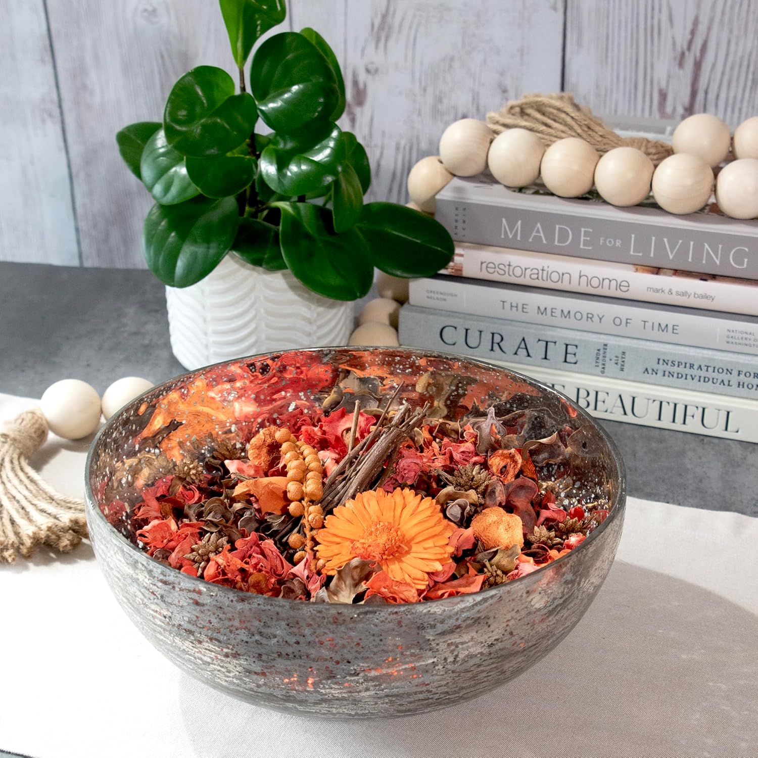 Bolsa de popurrí con fragancia para decoración del hogar, florero y cuenco de pétalos florales (naranja)