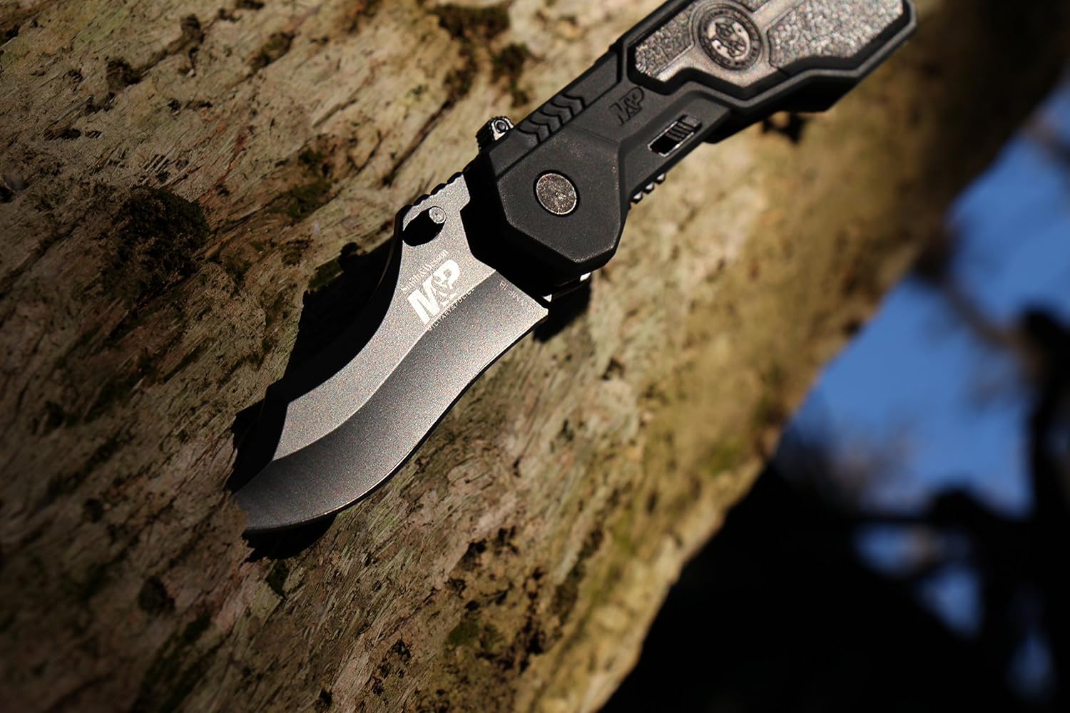 Smith & Wesson M&P SWMP1B Cuchillo plegable asistido SS de alto carbono de 7.1 pulgadas con hoja de punta de clip de 2.9 pulgadas y mango de