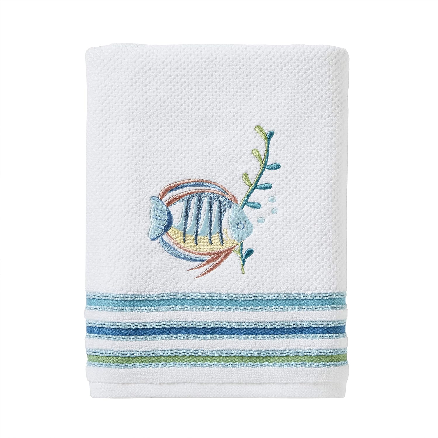 SKL Home by Saturday Knight Ltd. – Toalla de baño de acuarela oceánica, blanca, 27×50 pulgadas