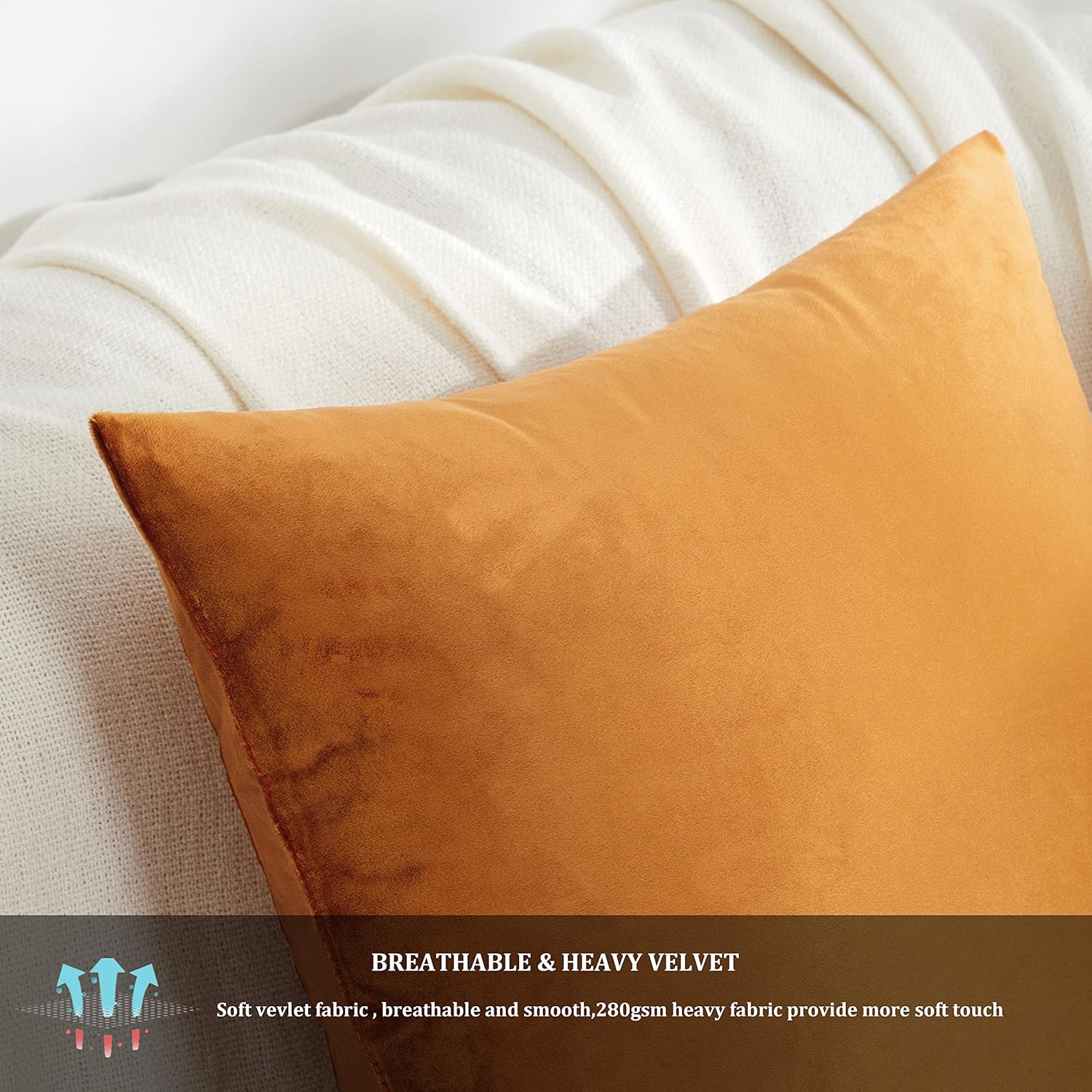 Fundas de almohada GIGIZAZA decorativas de 26 x 26 pulgadas, fundas de almohada naranja tostado cuadradas para sofá, fundas de almohada bohemias de