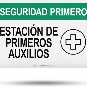 TRADESAFE First Aid Station – Letrero de seguridad de primeros auxilios, seguridad primero estación de primeros auxiliares, señal de seguridad de TRADESAFE First Aid Station – Letrero de seguridad de primeros auxilios, seguridad primero estación de primeros auxiliares, señal de seguridad de