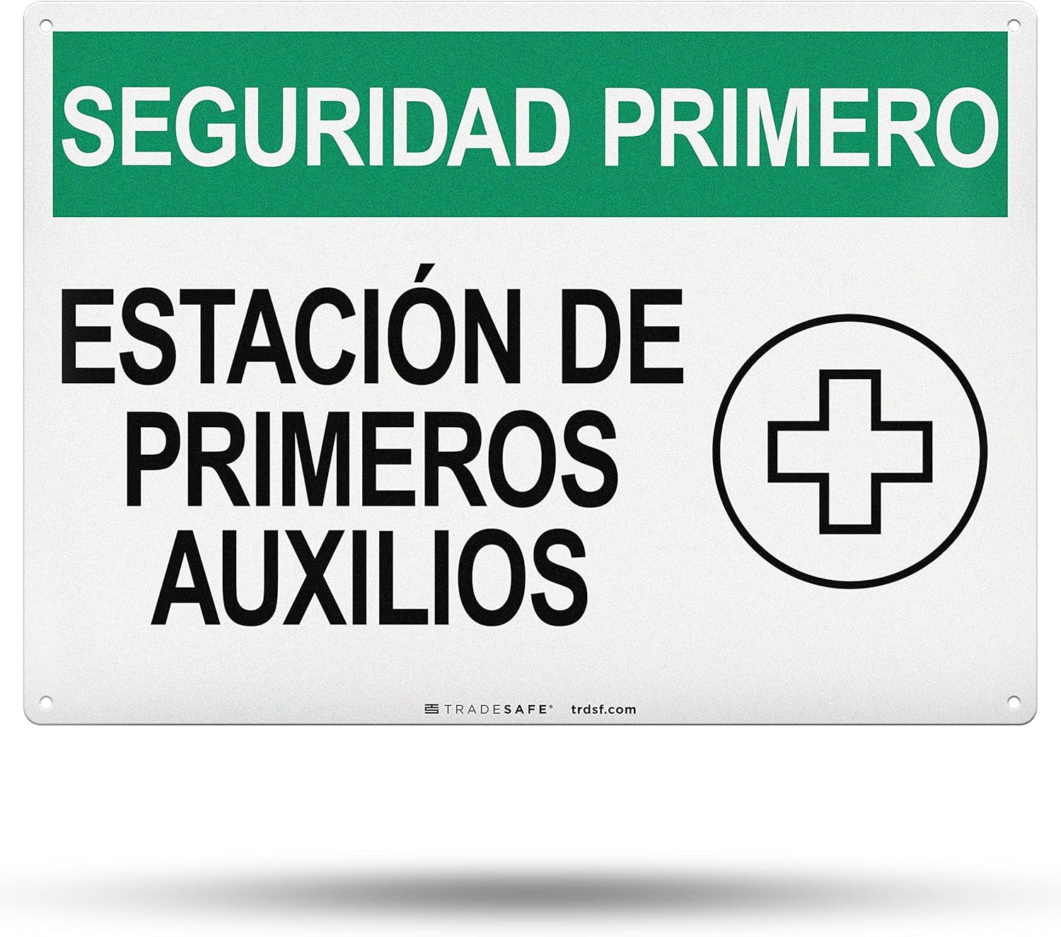 TRADESAFE First Aid Station – Letrero de seguridad de primeros auxilios, seguridad primero estación de primeros auxiliares, señal de seguridad de