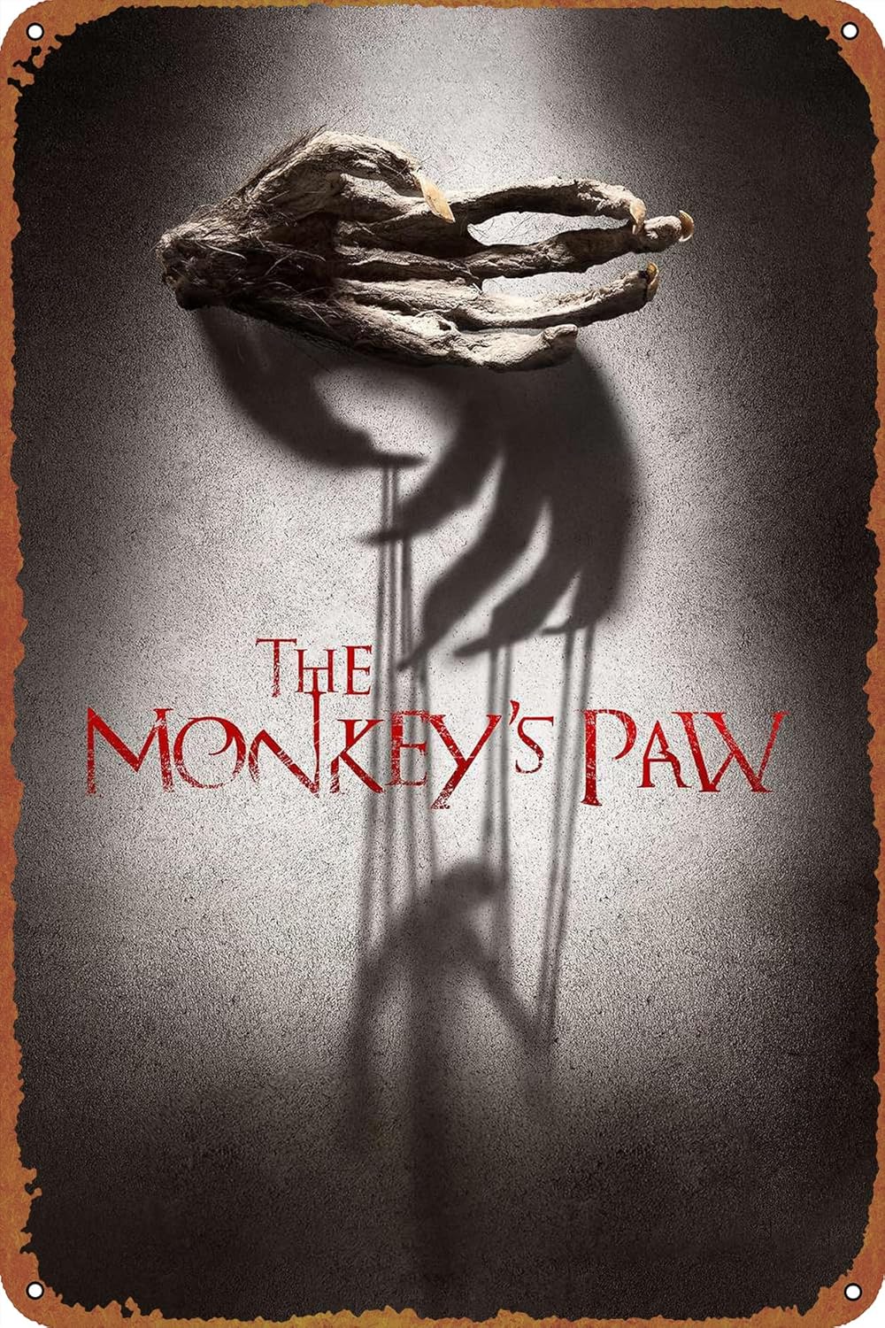 Póster de película The Monkey’s Paw con aspecto vintage, letrero de metal de estaño, decoración de pared, 8 x 12 pulgadas