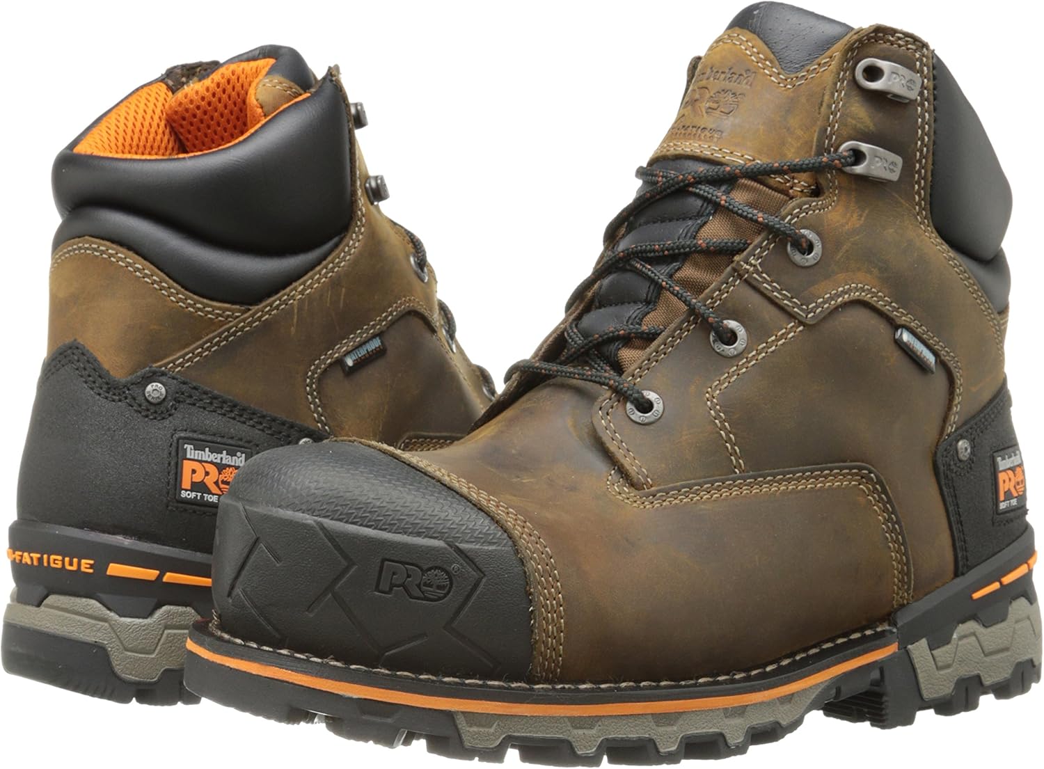 Timberland PRO Botas de trabajo industriales Boondock de punta suave para hombre de 6 pulgadas, Marrón, 7