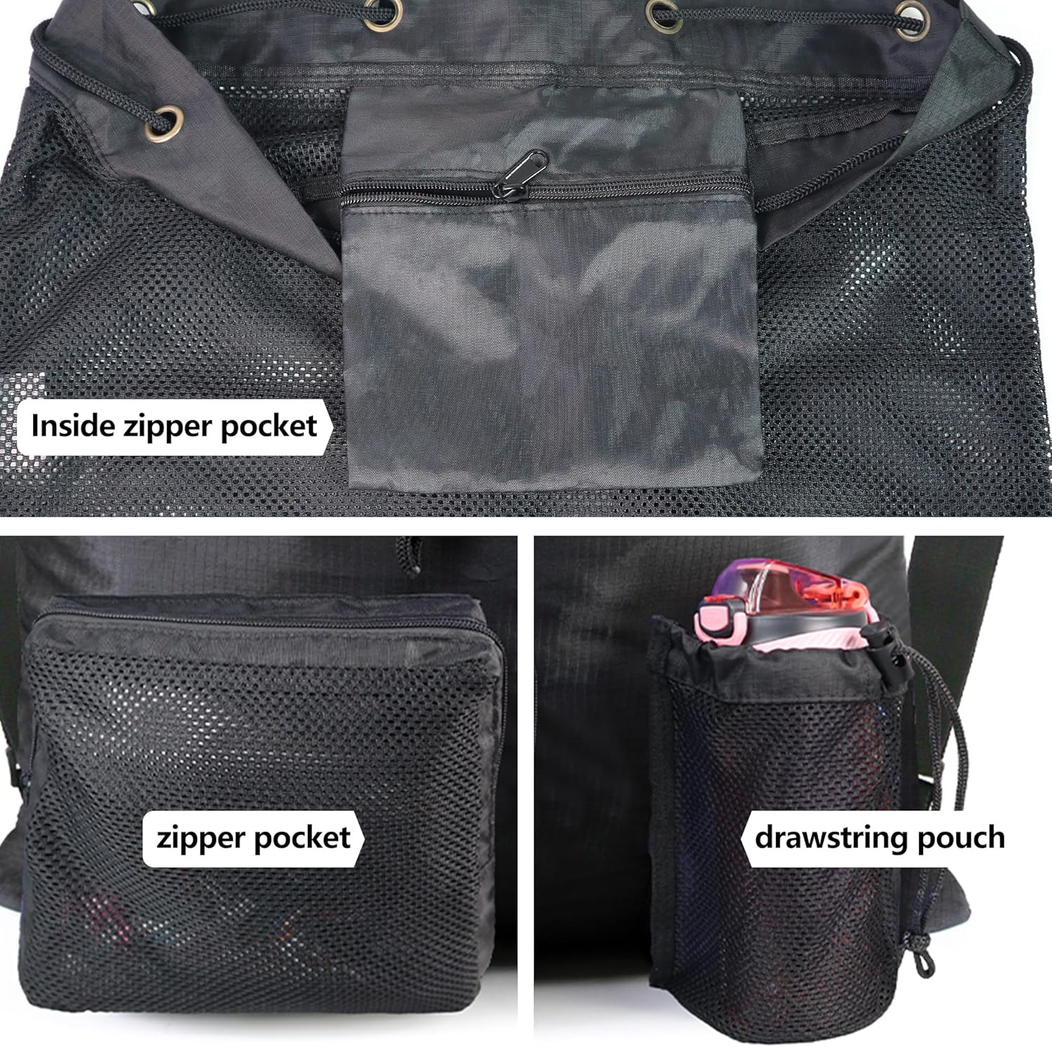 BeeGreen Gym Bags for Men Women Mesh Drawstring Backpack for Swim Sports Workout Gear Gifts for Swimmers & Basketball Bag Drawstring Backpack Mesh