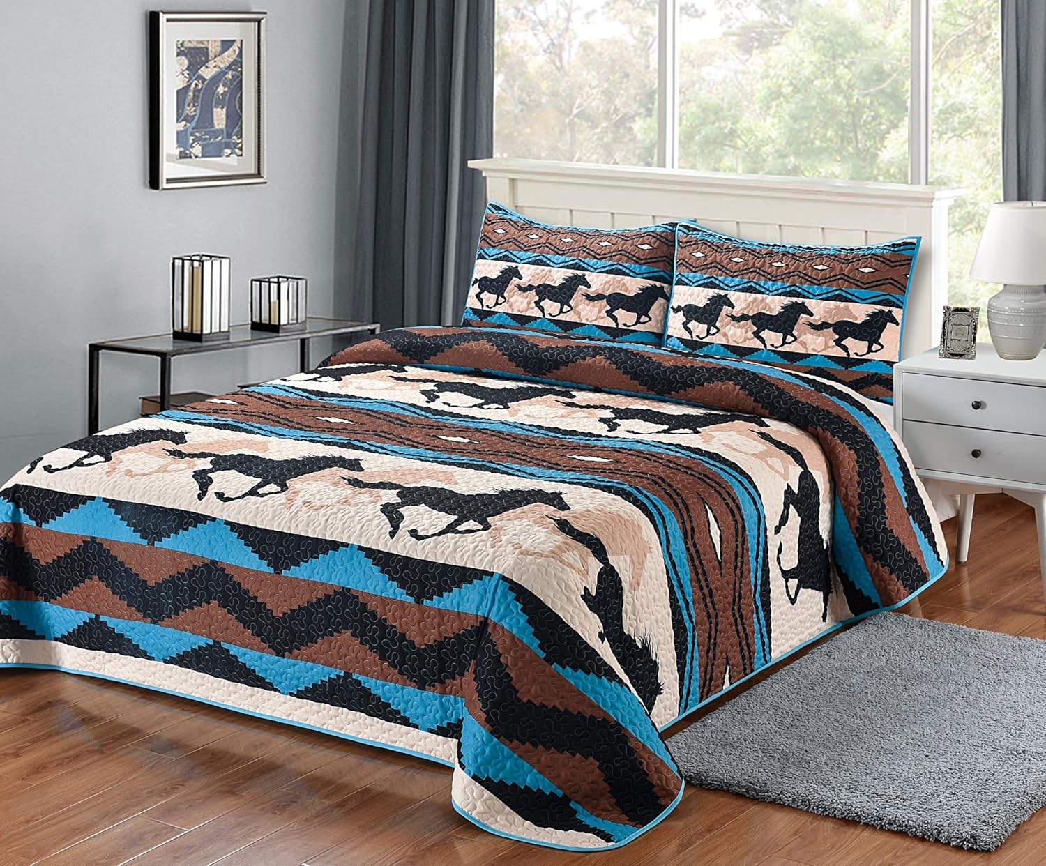 Southwest Wild Horse – Manta de edredón tamaño King con 2 fundas de almohada