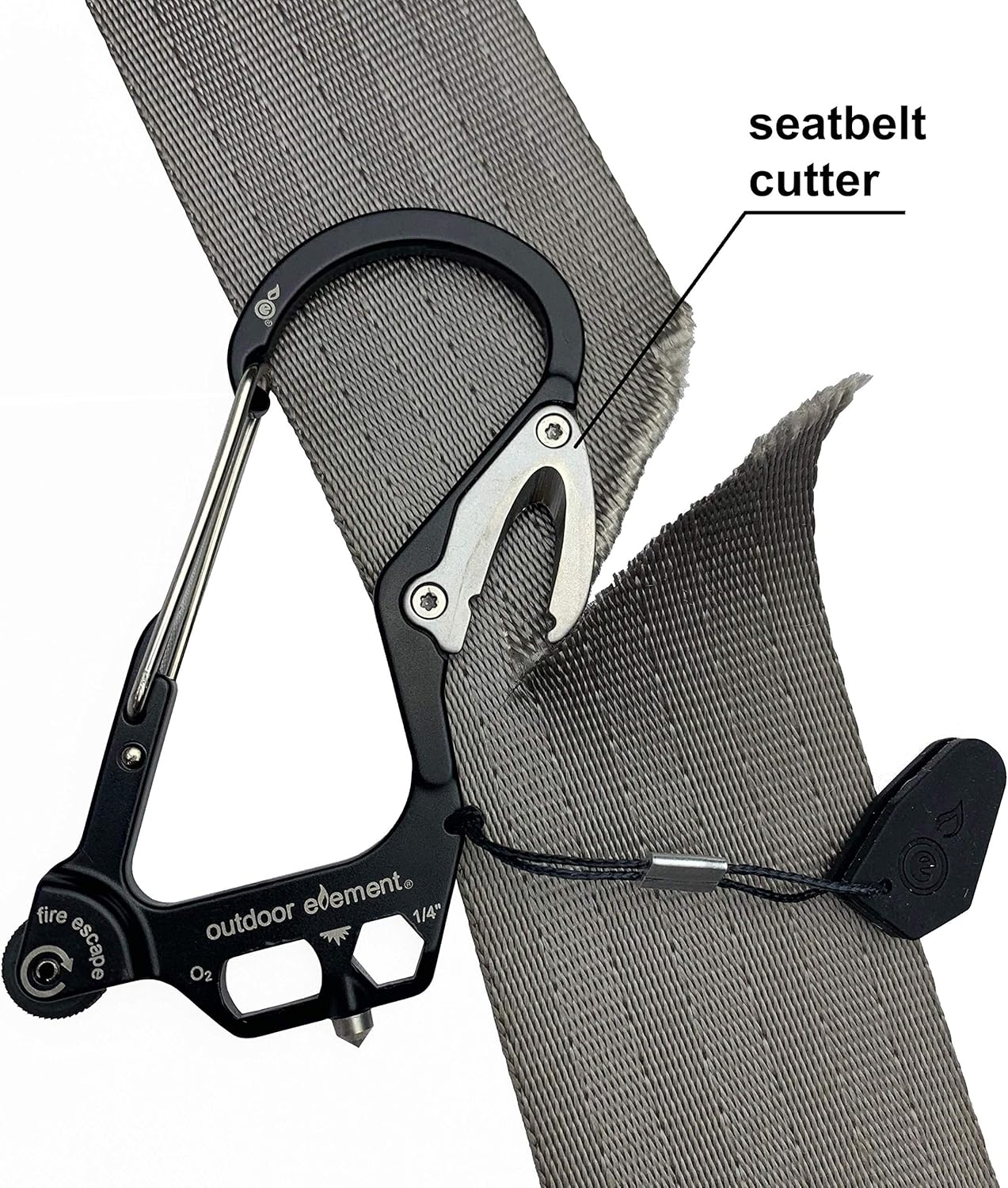 OUTDOOR ELEMENT Escape de incendios, herramienta de escape de emergencia, cortador de cinturón de seguridad, rompe ventanas, multiherramienta,