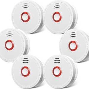Detectores de humo con sensor fotoeléctrico, alarma de humo con botón de pruebasilencio y advertencia de batería baja, detectores de humo para el Detectores de humo con sensor fotoeléctrico, alarma de humo con botón de pruebasilencio y advertencia de batería baja, detectores de humo para el