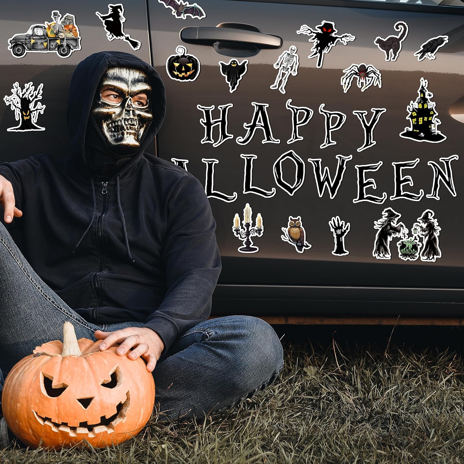 Imanes de decoración de puerta de garaje de, Feliz Halloween-02