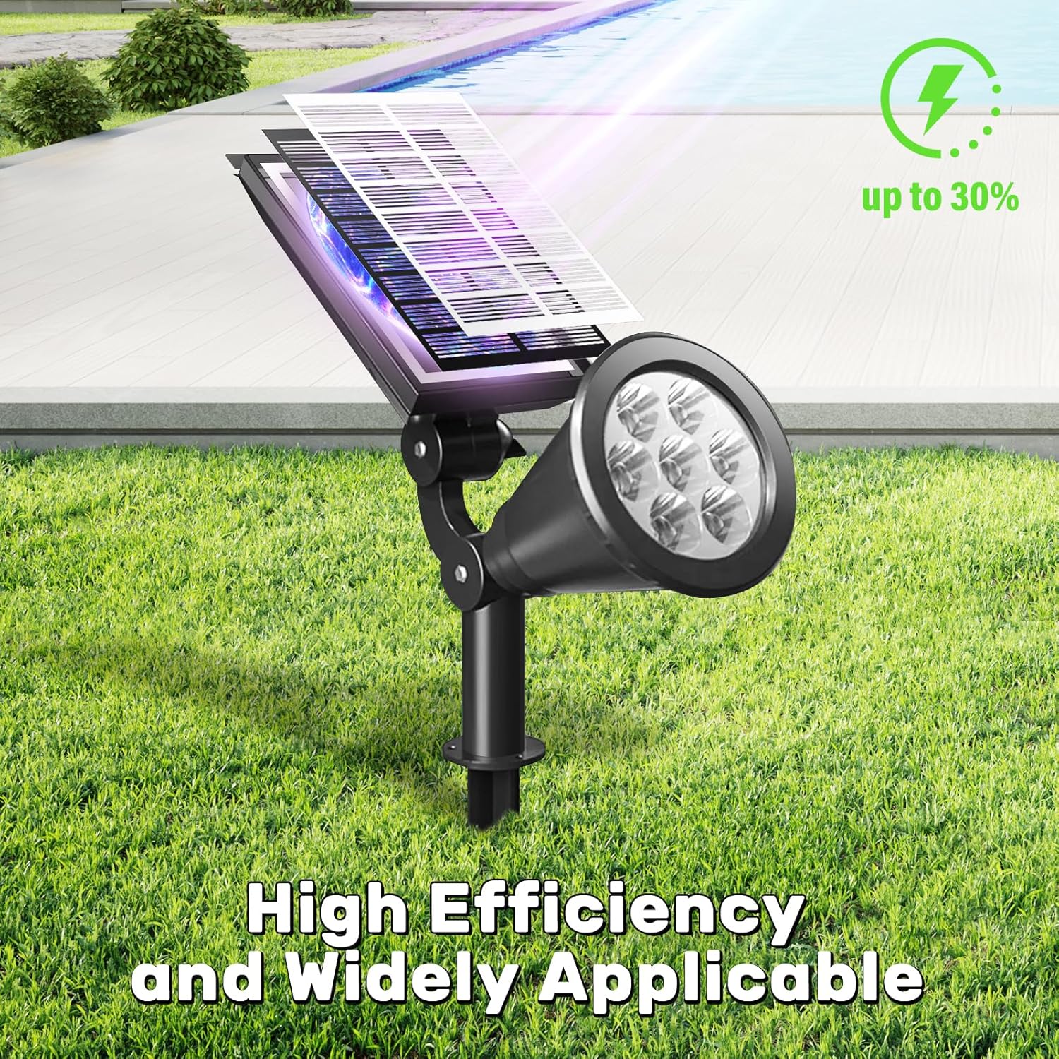 Foco solar, 7 luces solares LED mejoradas para exteriores, impermeable, IP65, luces solares para exteriores de encendidoapagado automático para