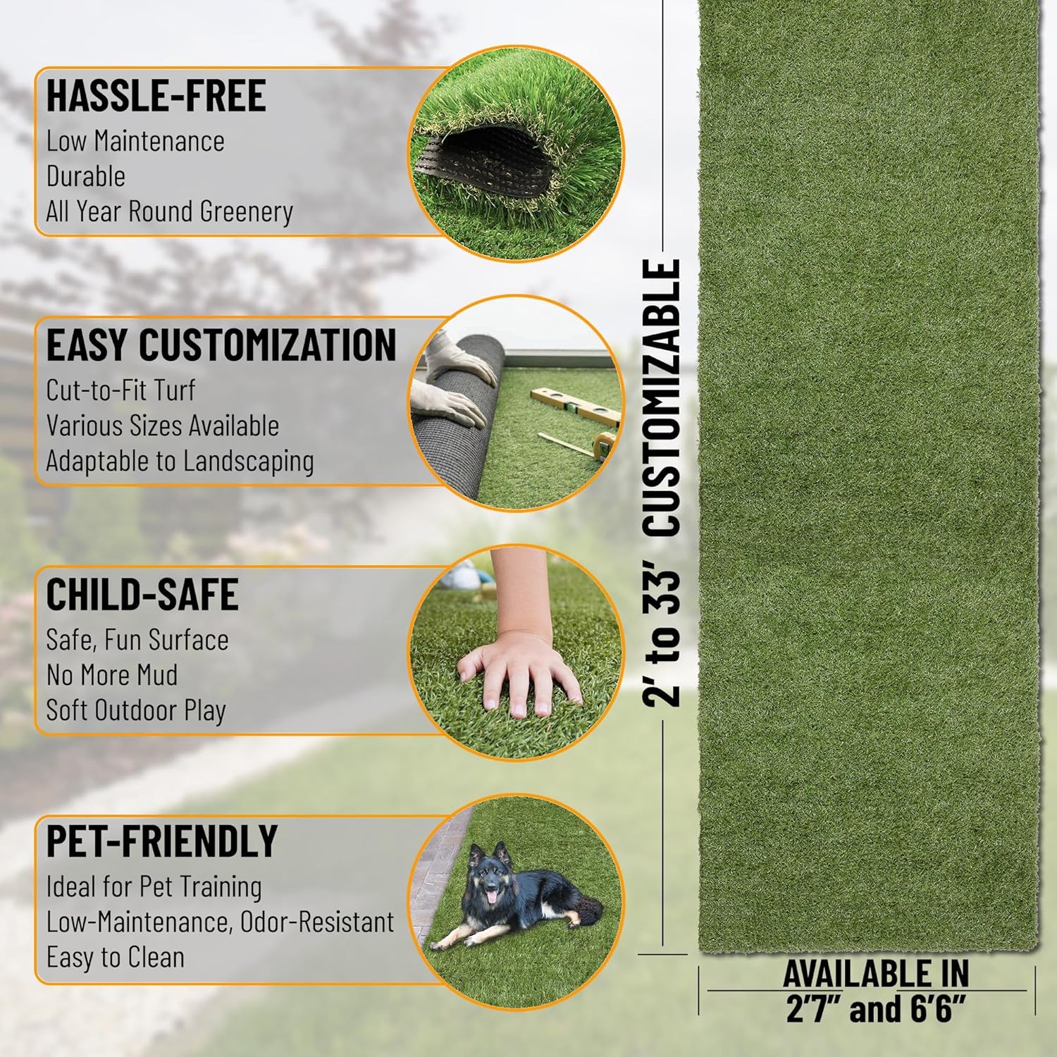 Ottomanson Alfombra Evergreen Turf Collection R550-3X10, alfombra de pasillo, 2 pies 7 pulgadas x 10 pies, pelo alto, color verde hierba