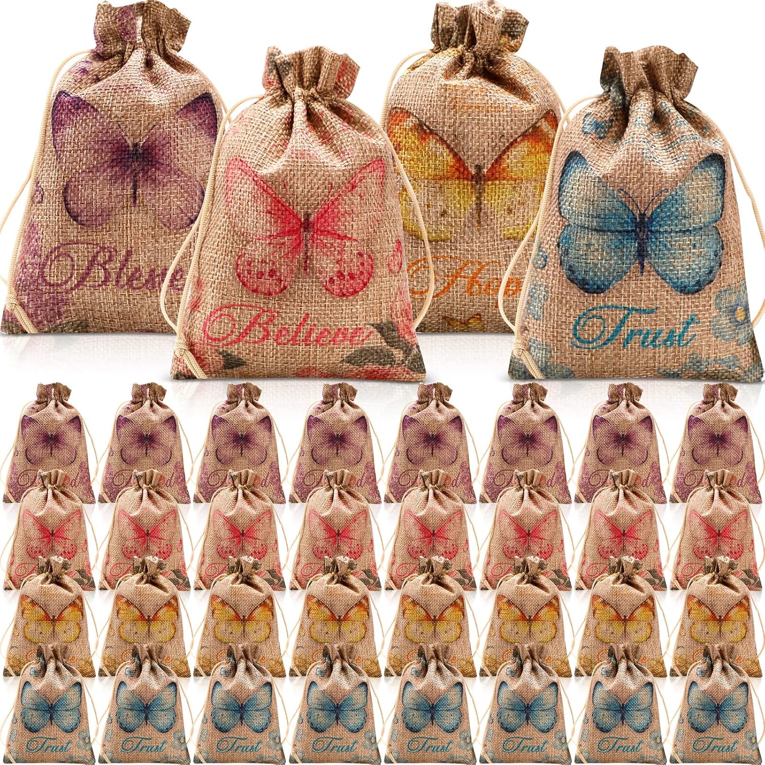 Chapou 36 bolsas de regalo de arpillera con versículos bíblicos de 6 x 4 pulgadas, bolsa de yute religioso cristiano, bolsas de arpillera con cordón