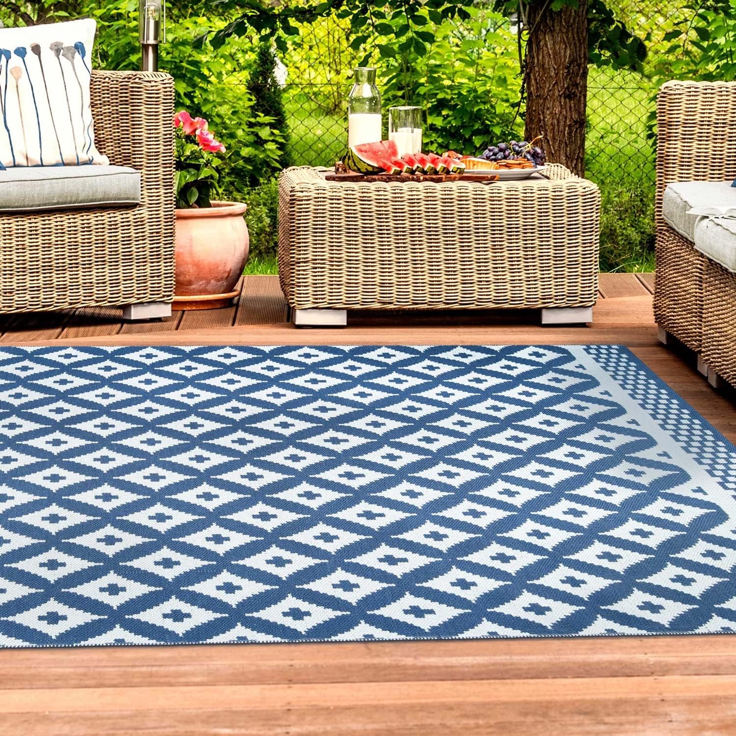 SUPERIOR Alfombra grande para interiores y exteriores, decoración geométrica de celosía, decoración del hogar, patio, entrada, cubierta, porche