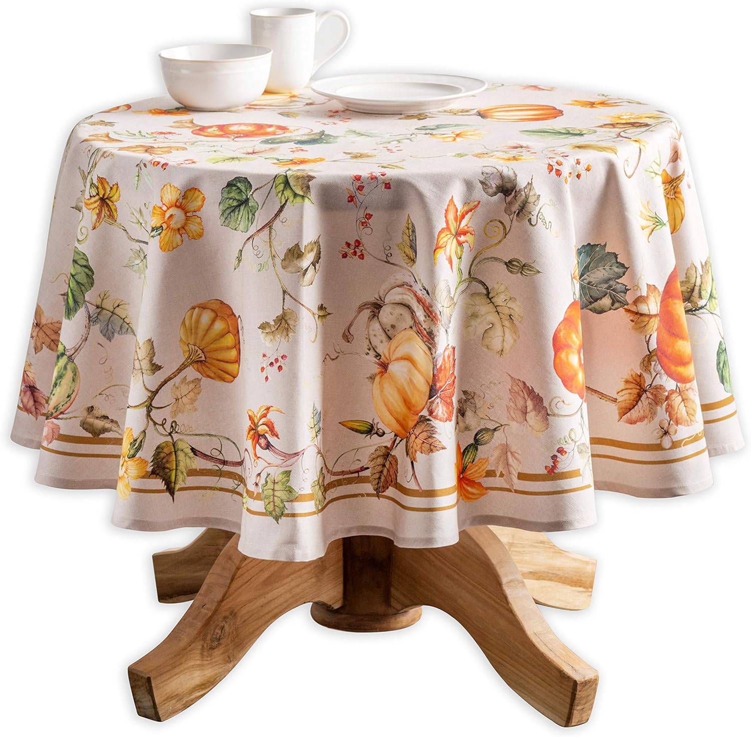 Maison d’ Hermine Mantel 100% algodón para mesas redondas de cocina, comedor, fiestas, bodas, Acción de GraciasNavidad (63 pulgadas de diámetro),