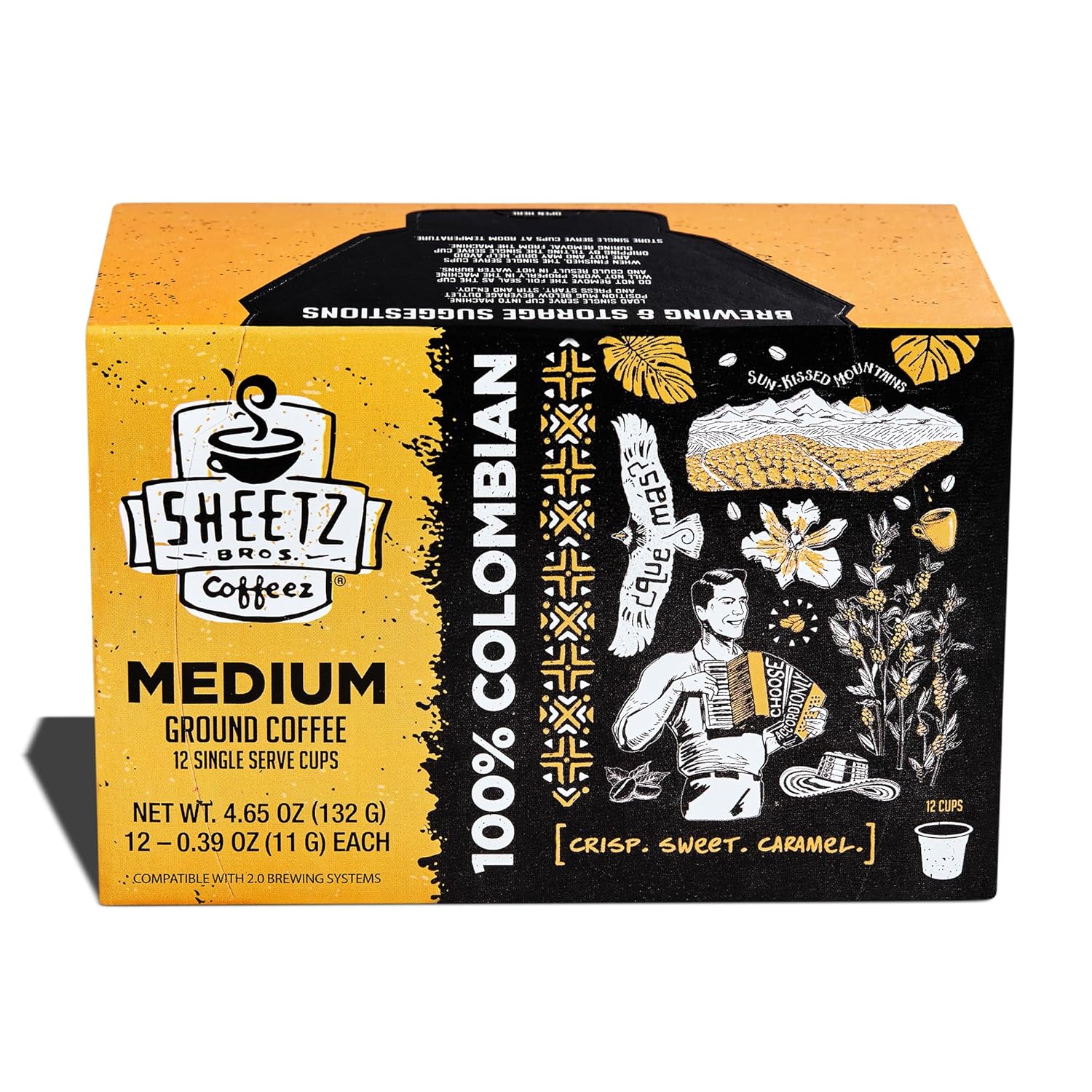 Sheetz Cápsulas de café de una sola porción, mezcla colombina tostado medio, 1 caja (12 tazas individuales)