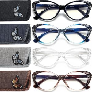 EYEURL Cat Eye Reading Glasses for Women – Blue Light Blocking Ladies Fashion Readers with Flexible Spring Hinges EYEURL Cat Eye Reading Glasses for Women – Blue Light Blocking Ladies Fashion Readers with Flexible Spring Hinges
