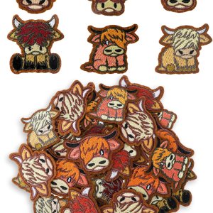 Tigeen 30 parches bordados para planchar con diseño de animales lindos y ajolotes, vacas de las tierras altas, divertidos parches bordados para Tigeen 30 parches bordados para planchar con diseño de animales lindos y ajolotes, vacas de las tierras altas, divertidos parches bordados para