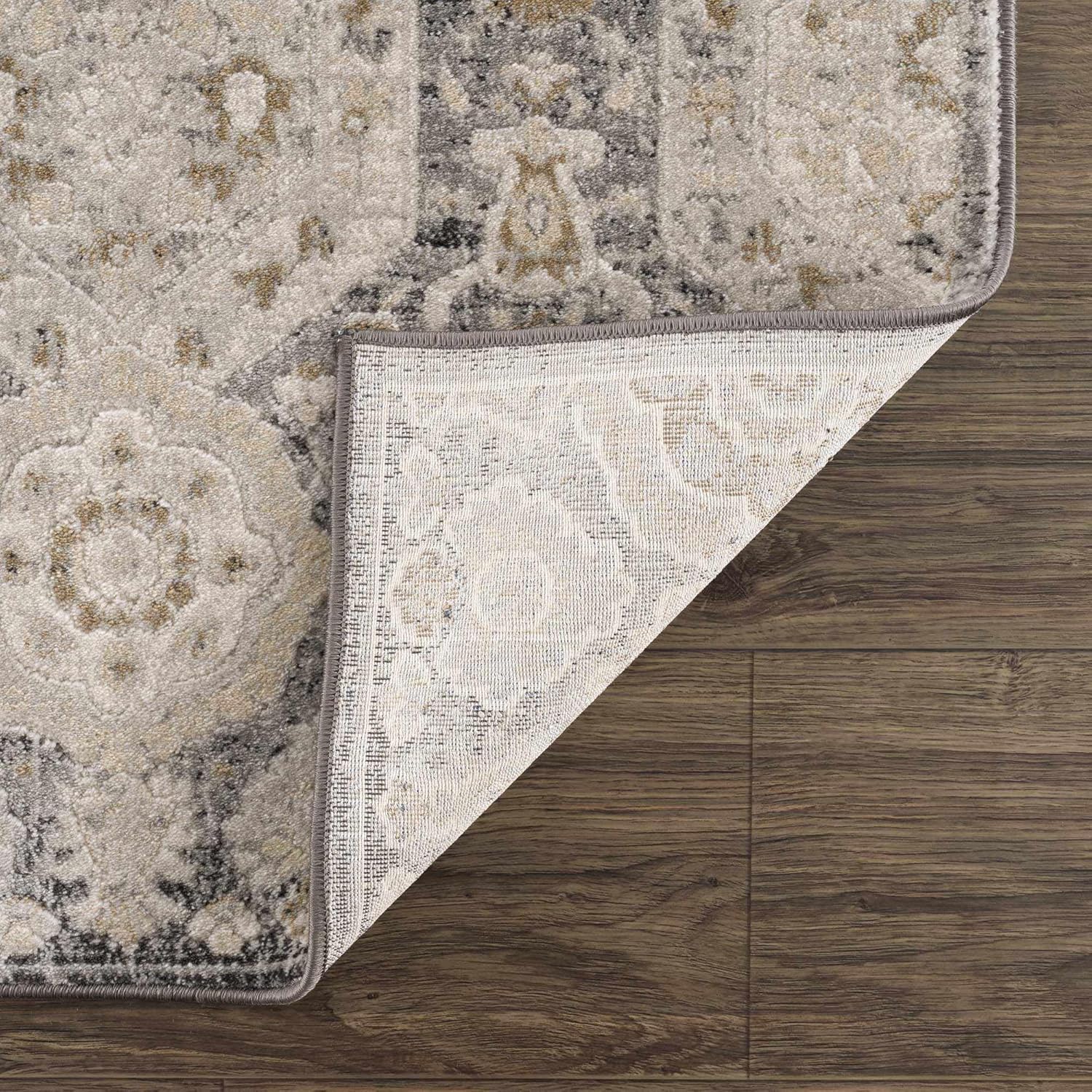 Hauteloom Minoa – Alfombra tradicional para sala de estar, dormitorio, color beige, negro, carbón, 8 pies 10 pulgadas x 12 pies