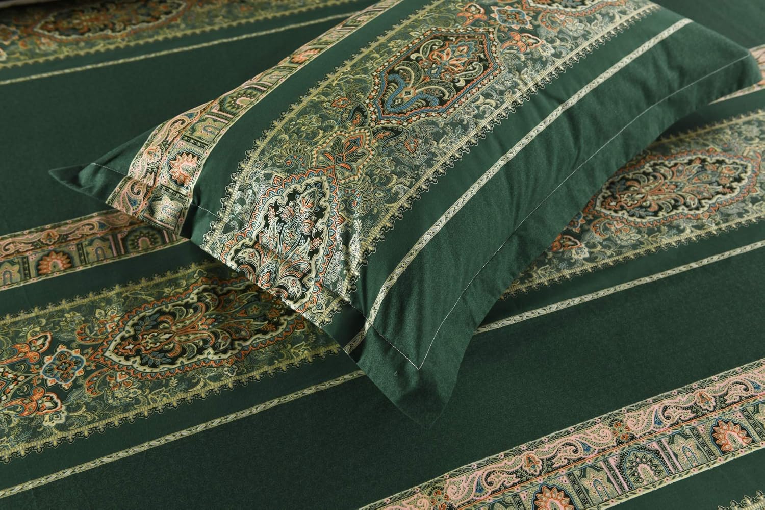 Softta Juego de ropa de cama bohemio de 3 piezas, tamaño King, estilo bohemio, vintage, floral, estampado de cachemira de damasco, 100% algodón