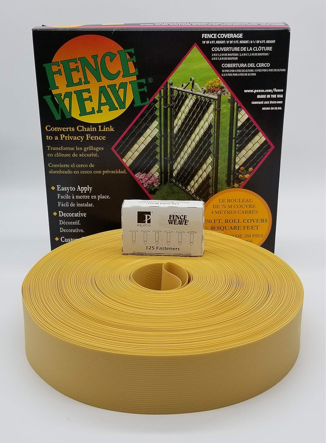 Rollo de tejido para valla de marca de 250 pies, color crema pulida, fabricado en los Estados Unidos