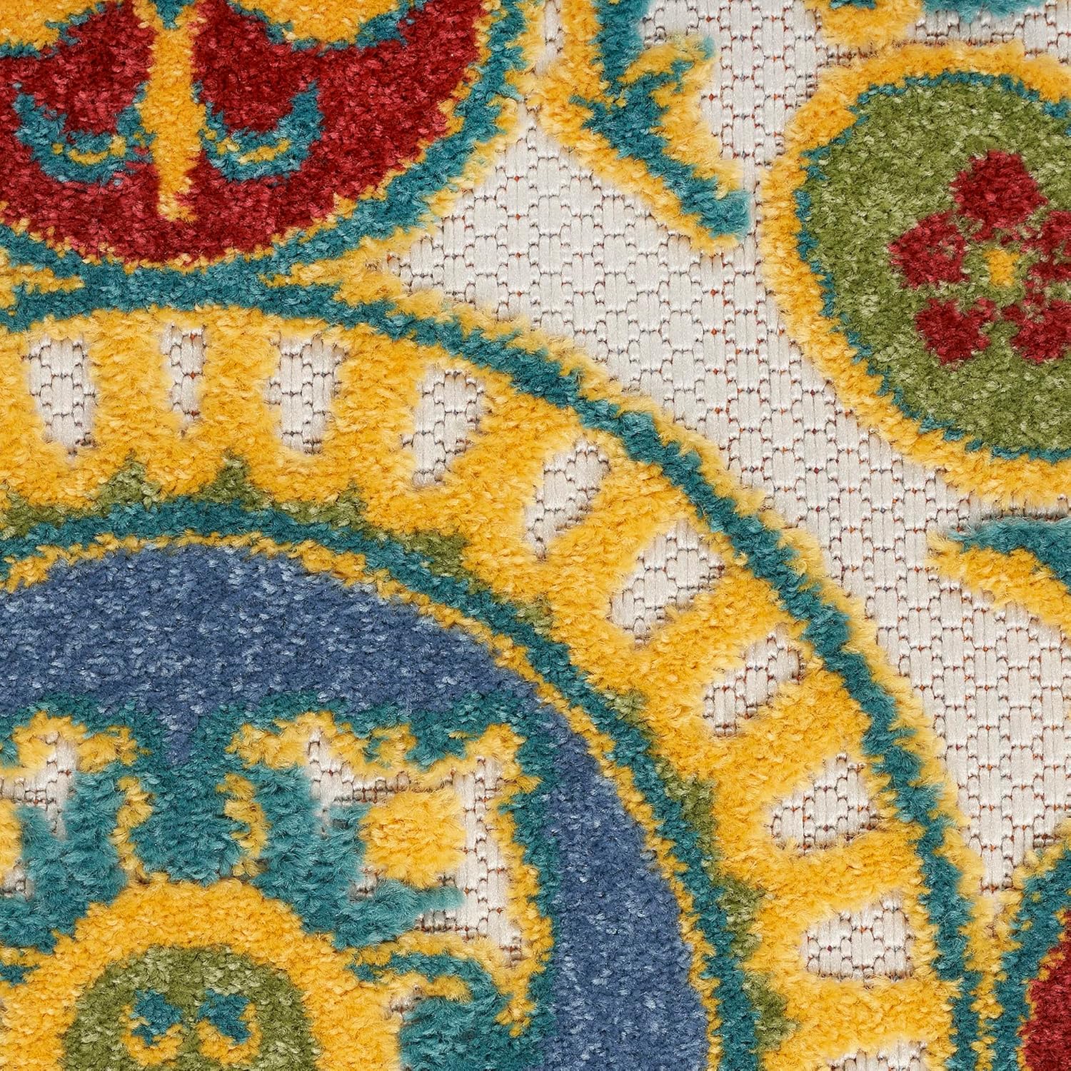 Nourison Aloha – Alfombra de área para interiores y exteriores, 3 pies 6 pulgadas x 5 pies 6 pulgadas, fácil limpieza, no se desprende, para